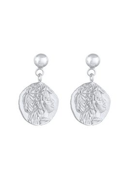 Elli Paar Ohrhänger Stecker Münze Antike Prägung 925 Silber