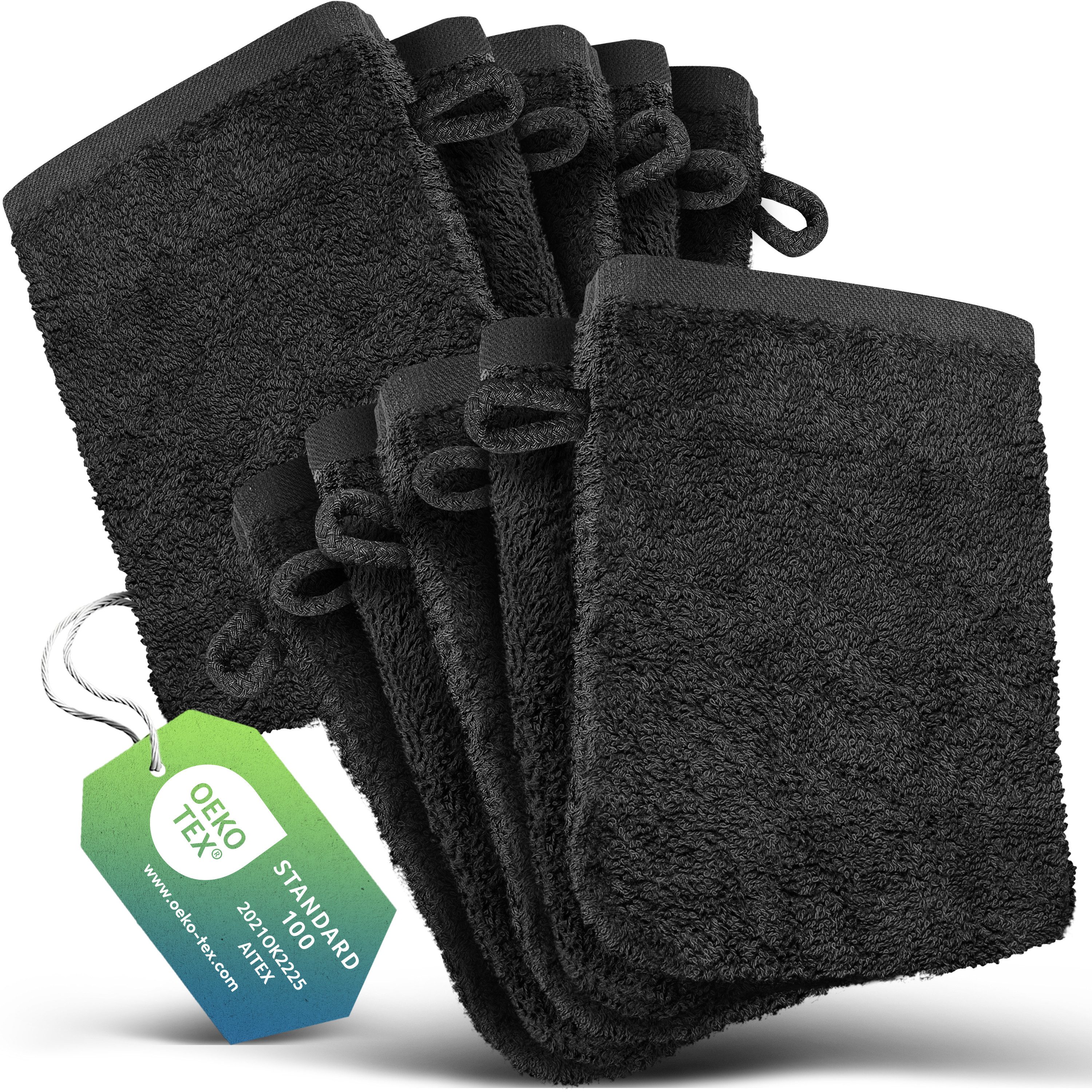 Slummer Waschhandschuh Frottier Waschlappen Seiflappen, Baumwolle (Set, 10-St), 15x21cm, Anthrazit grau