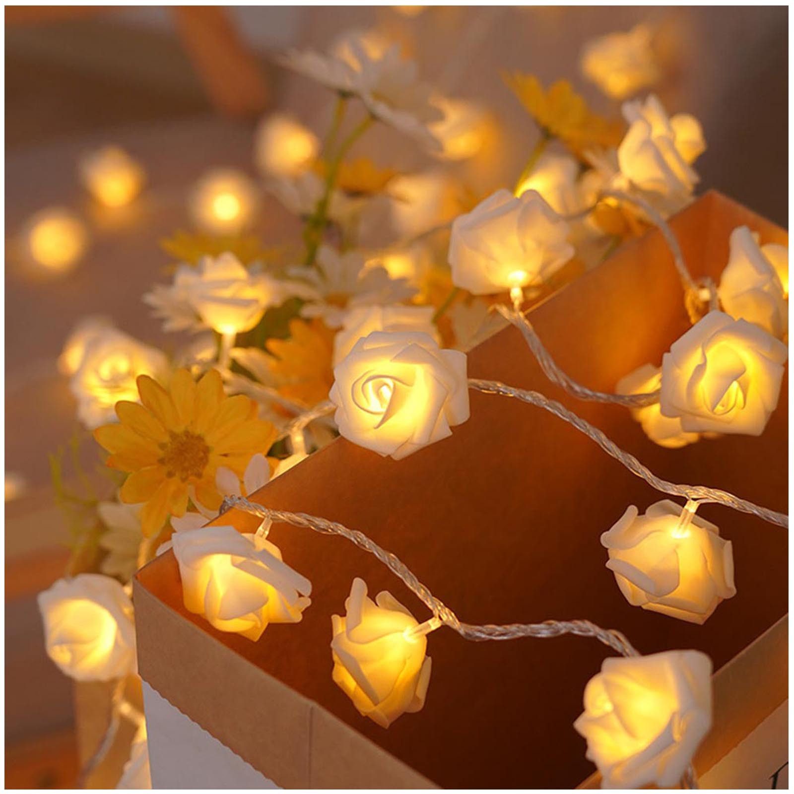 Qualra LED-Lichterkette Deko Rosen Lichterkette Blumen günstig online kaufen