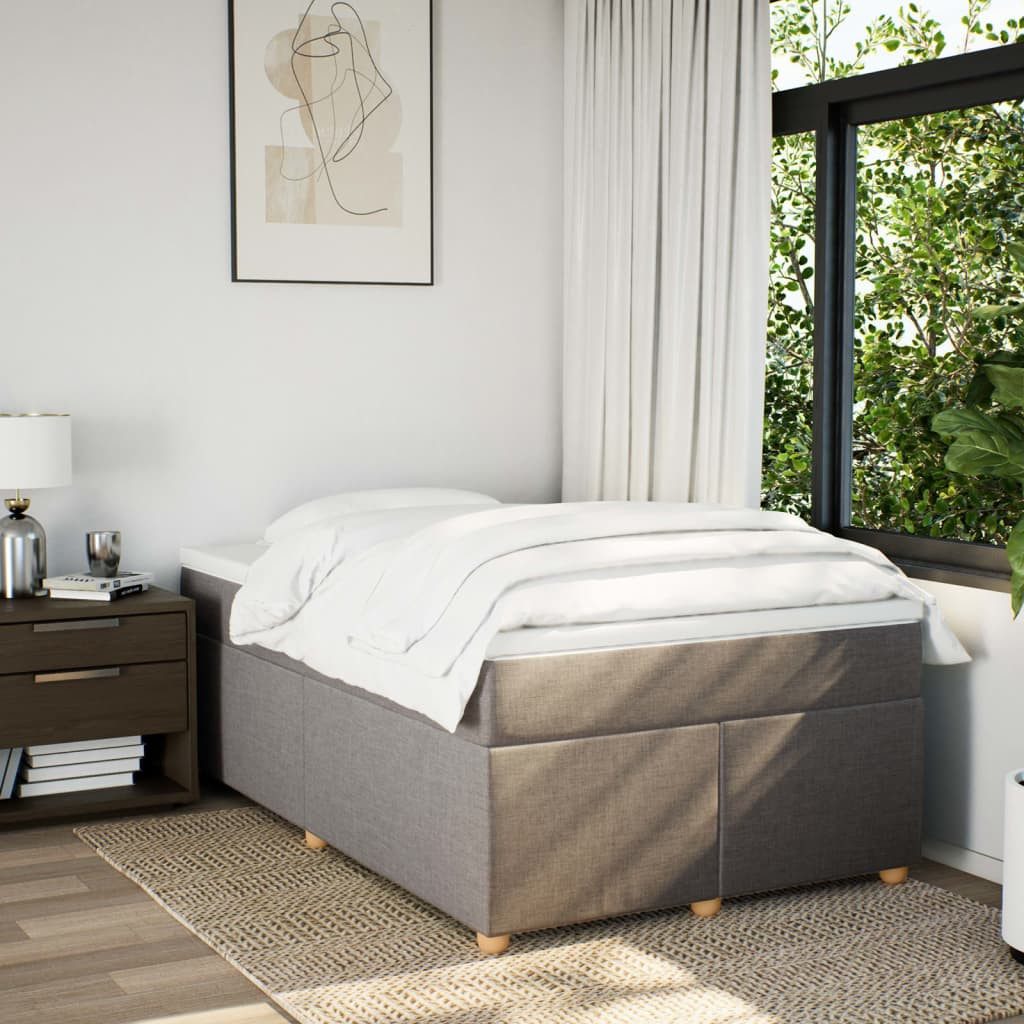 vidaXL Bett Boxspringbett mit Matratze Taupe 120x190 cm Stoff
