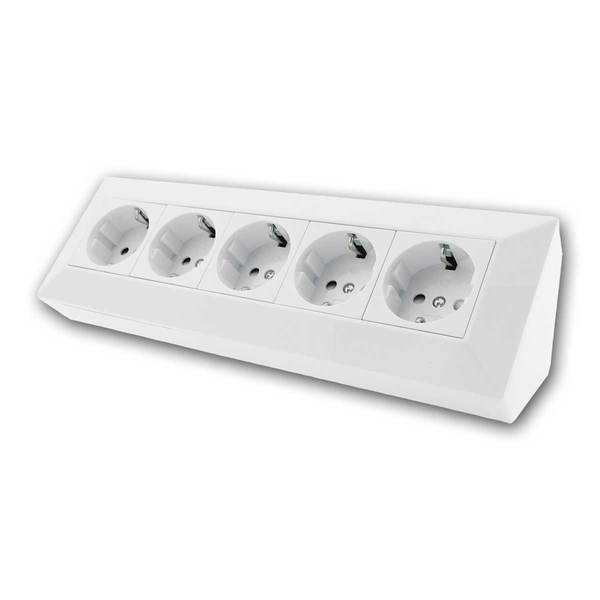 ChiliTec Aufputz-Steckdose 5-fach Steckdosenblock, weiß 250V~/16A, ohne Kabel
