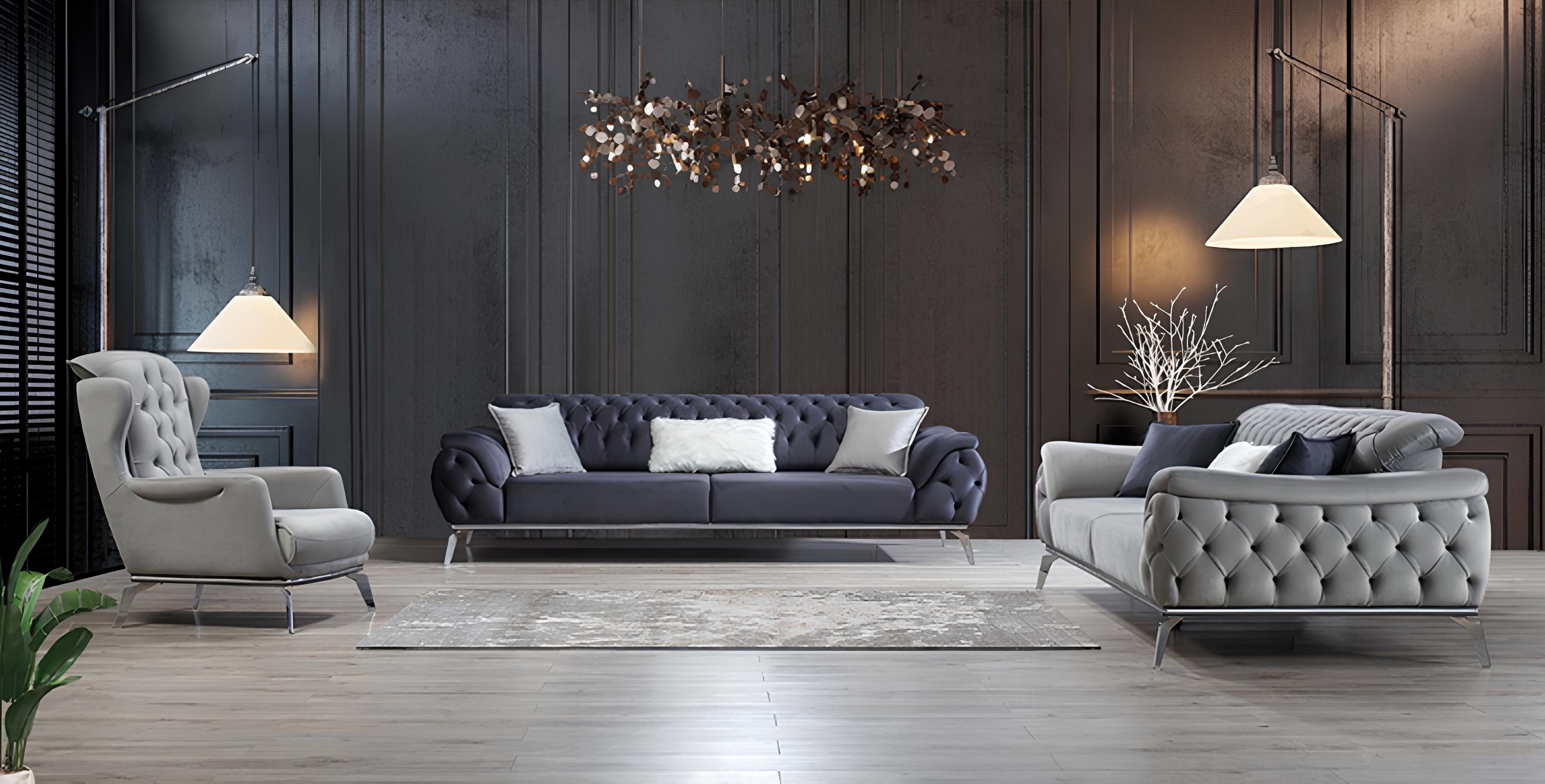 JVmoebel Polstergarnitur Chesterfield Textil Sofagarnitur 3+3+1 Sitzer Sofa günstig online kaufen