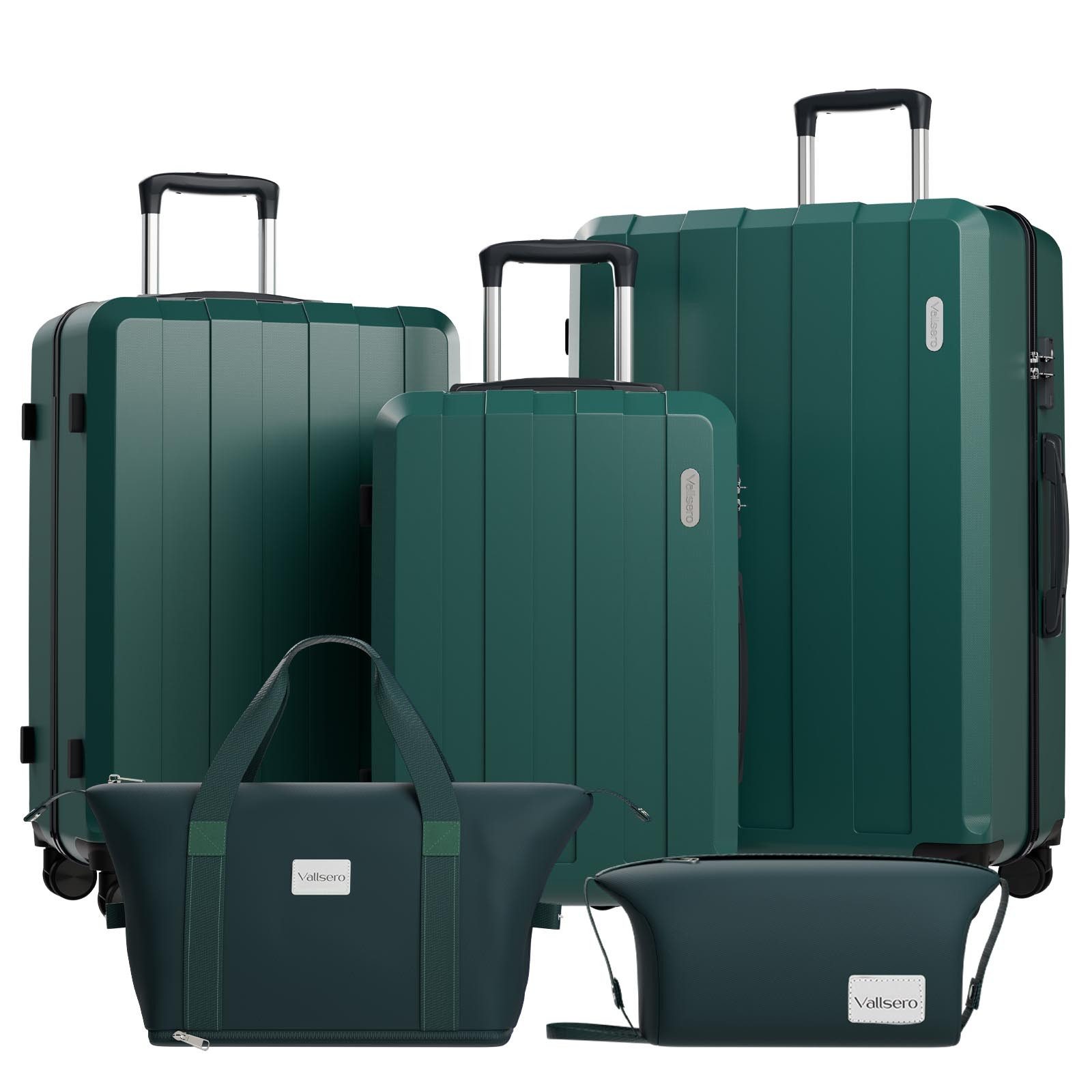 VALLSERO Trolleyset Koffer-Set M,L,XL, Dunkelgrün