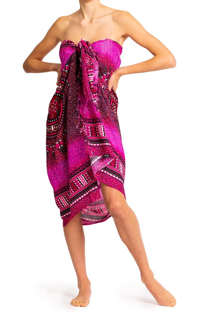 PANASIAM Sarong Pareo Maoi auch in großen Größen als Strandtuch oder, Viskose, Strandkleid tragbar Bikini Cover-up Tuch für den Strand Wrap Überwurf