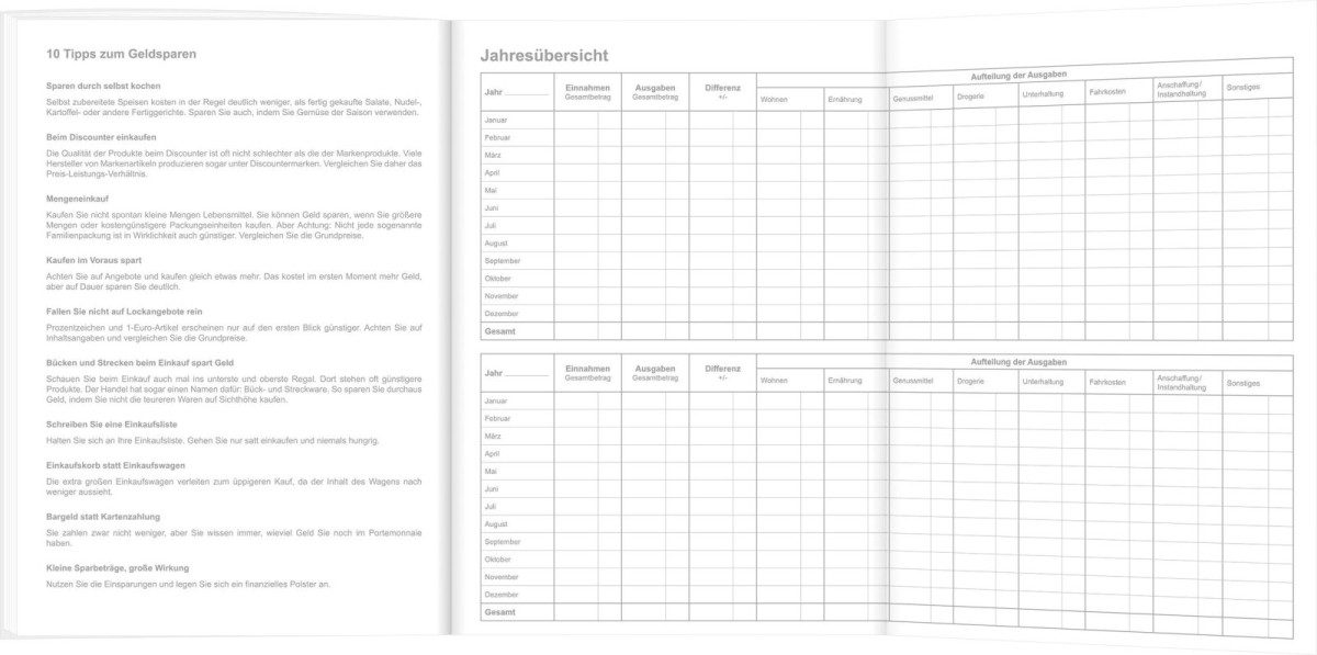Formularblock Haushaltsbuch A5 40 Blatt.