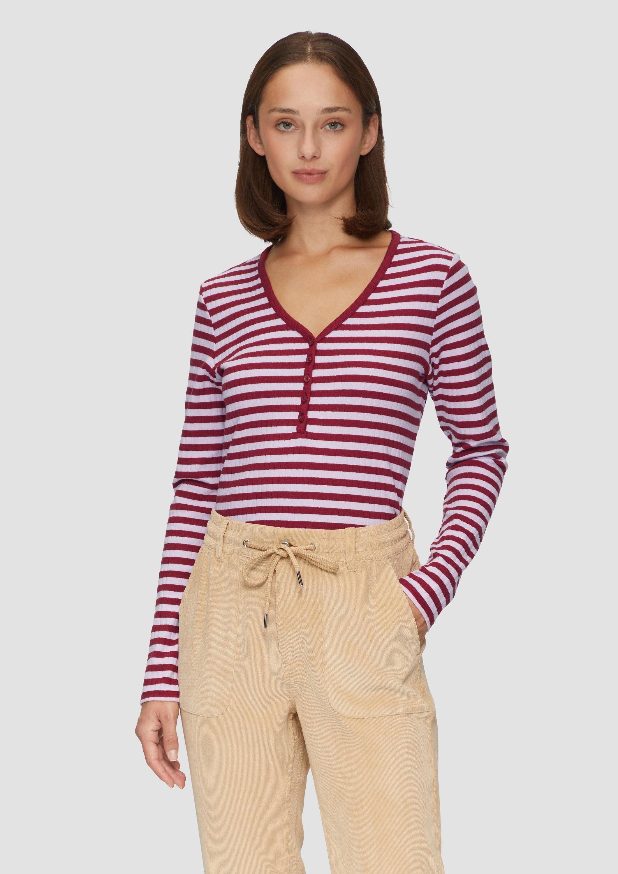 s.Oliver Langarmshirt T-Shirt Stretchiges Longsleeve mit Henleyausschnitt günstig online kaufen