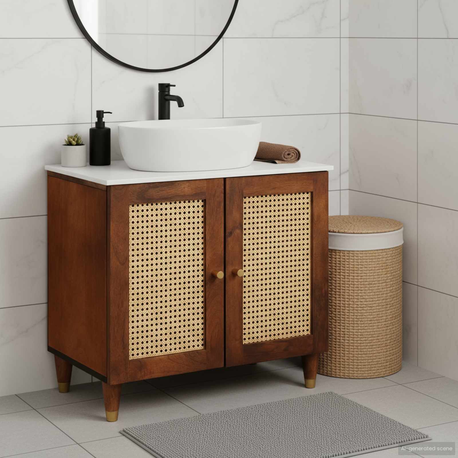 vidaXL Badezimmerspiegelschrank Waschbeckenunterschrank Braun 62 x 33 x 58 cm Holzwerkstoff (1-St)