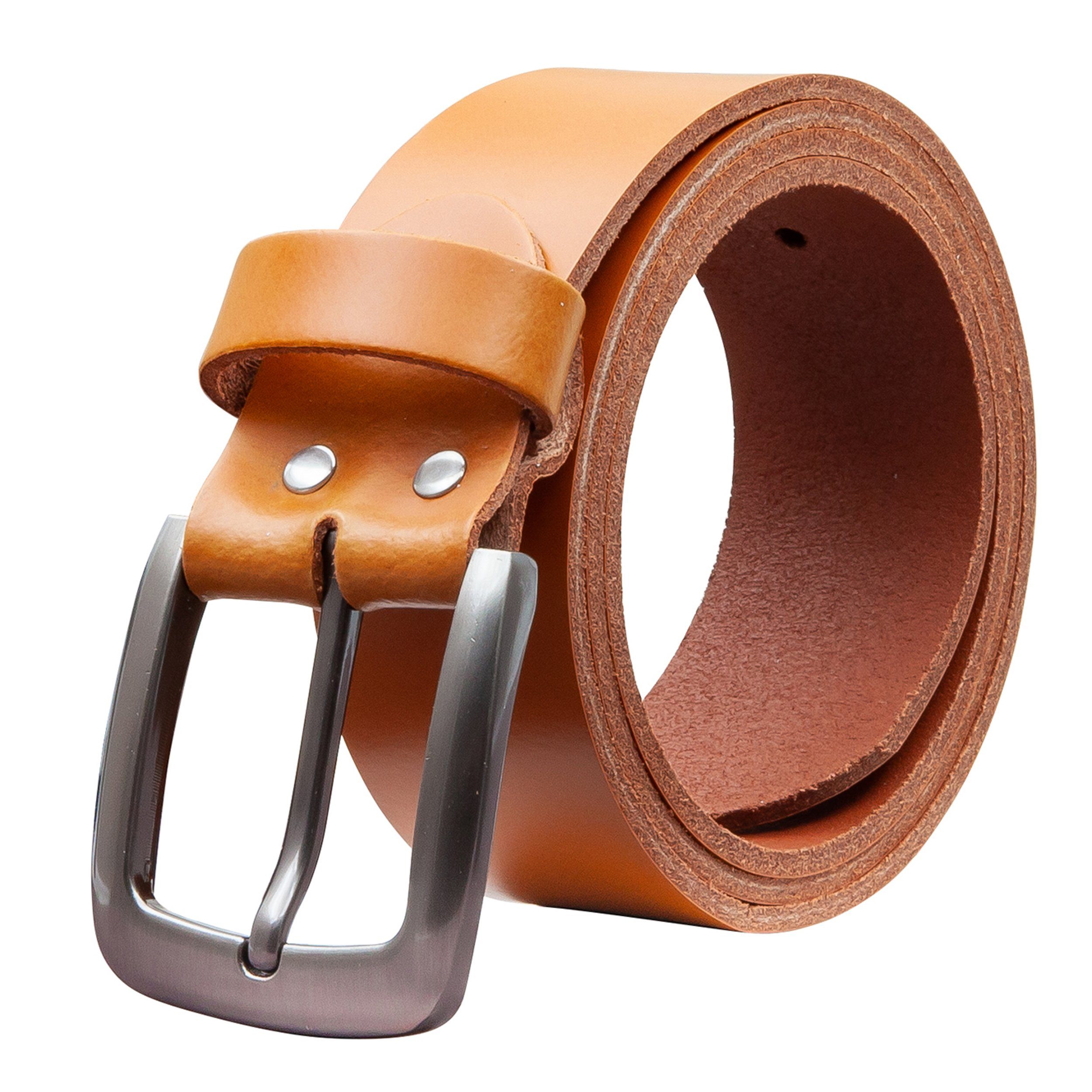 COLOGNEBELT Ledergürtel OM524-PL-Cognac MADE IN GERMANY, Cognac Kürzbar, 100 % Echtleder, Aus einem Stück, Unisex