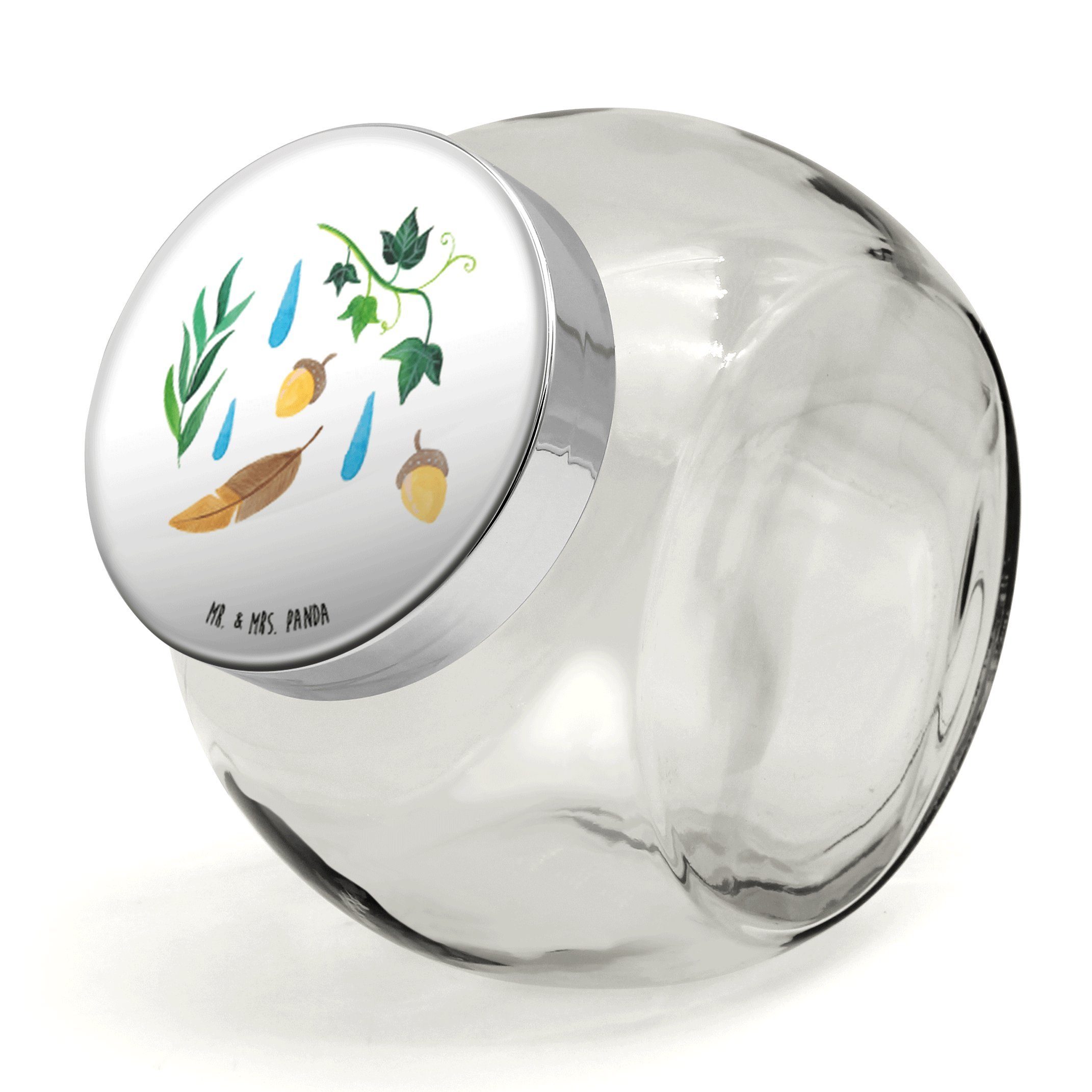 Mr. & Mrs. Panda Vorratsglas XL 2000ml Regentage Design - Weiß - Geschenk, Natur, Eiche, Glasdose, Premium Glas, (1-tlg), Stilvoll & Praktisch