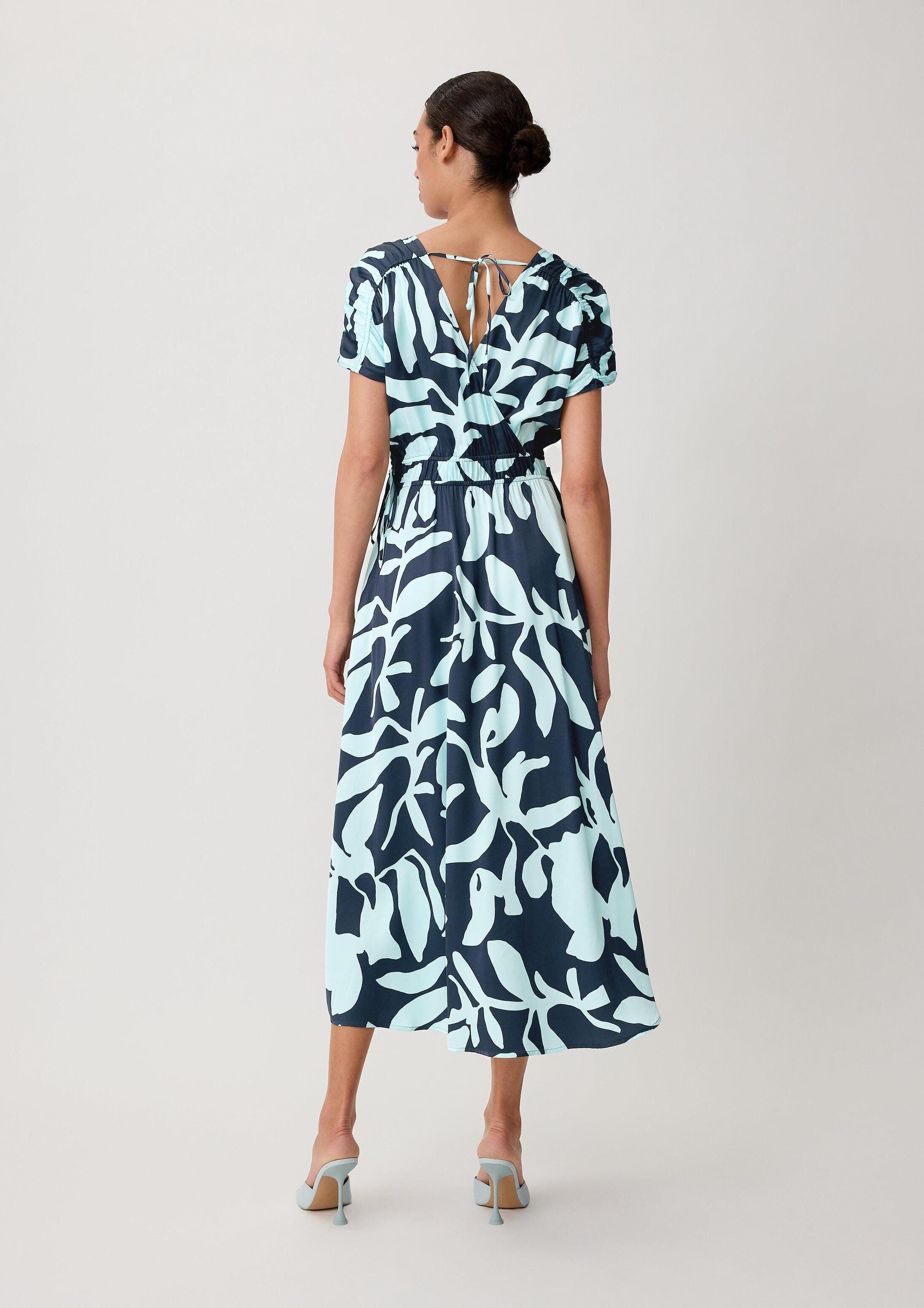 comma Maxikleid Kleid Satinkleid mit Raffung