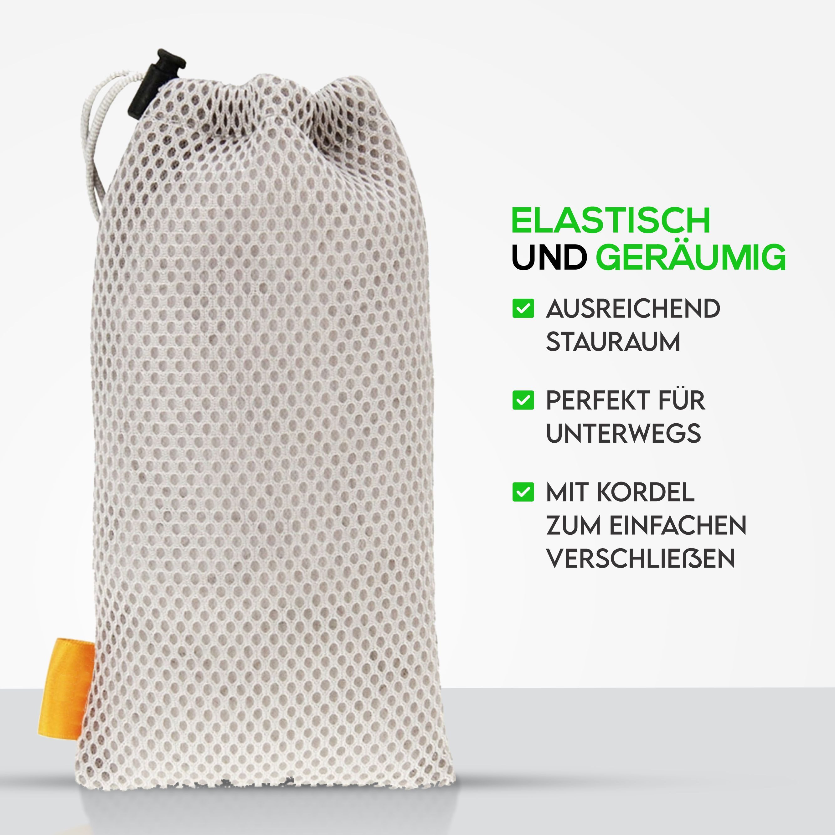 wortek Handyhülle Universal Handytasche Nylon Mesh Tasche Handysocke bis 6,5 Zoll, Netzbeutel mit Kordelzug für Handy, Powerbank, Kopfhörer uvm. – Bild 3 von 5