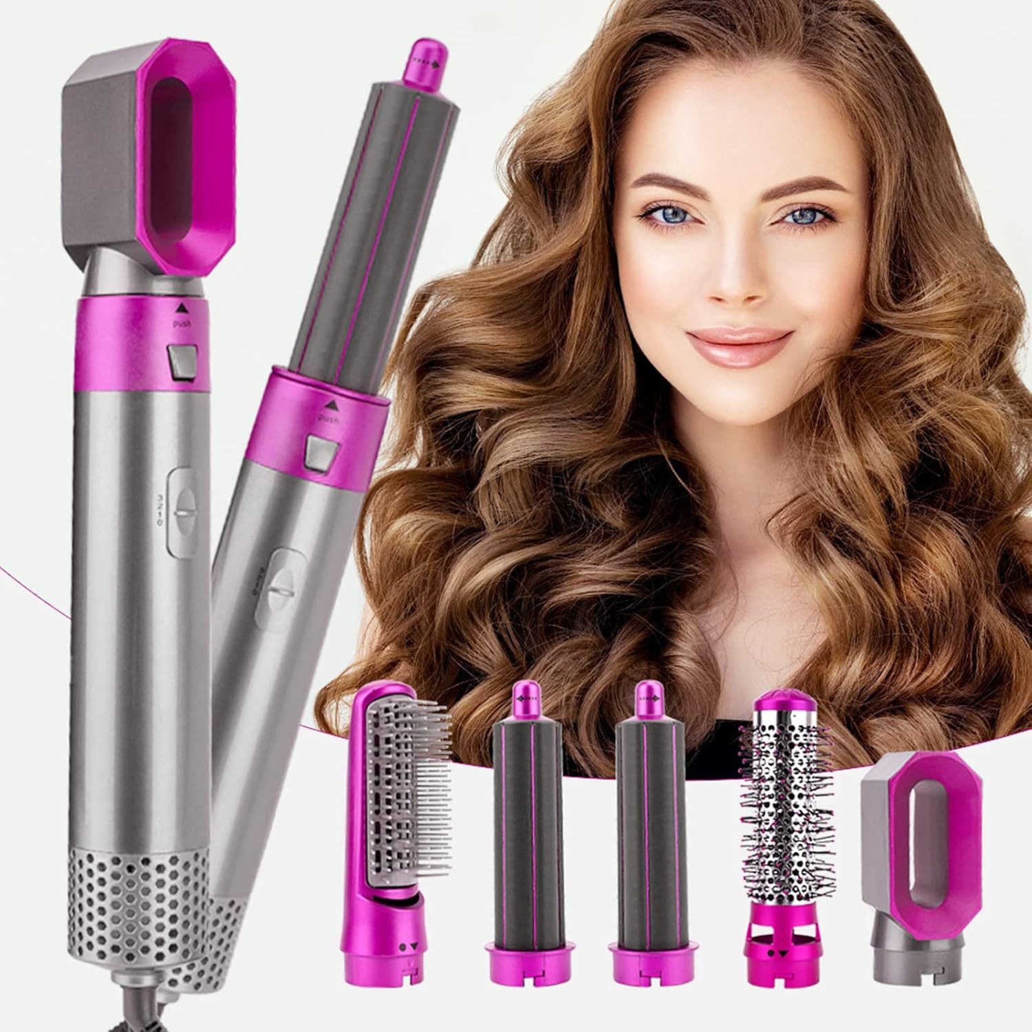 Good Times Multihaarstyler Haartrockner, Volumizer, Glättbürste, Auto-Wrap Lockenwickler, 5-in-1 Multi-Haarstyler Set für Perfektes Styling