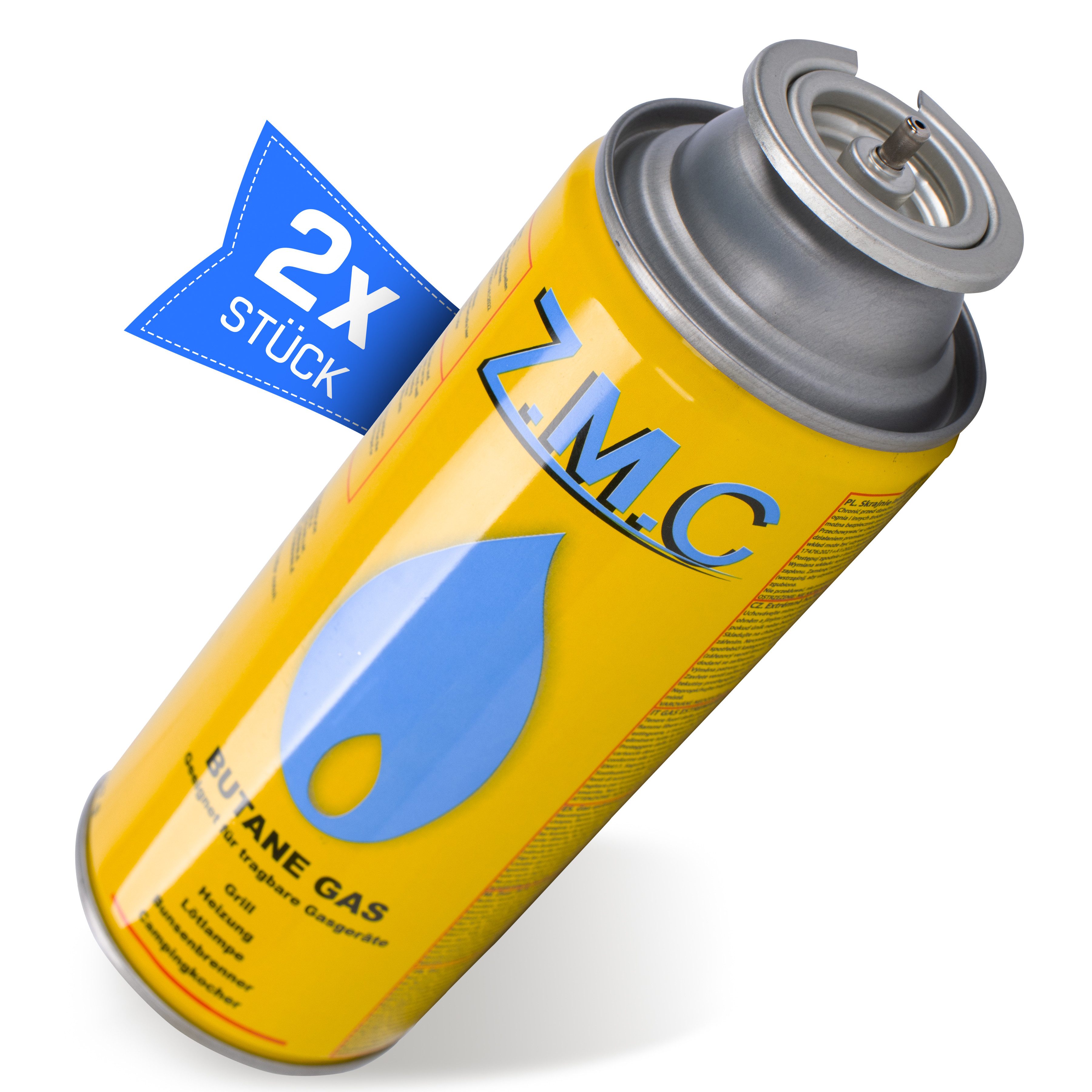 ZMC Gaskartusche Butan Gas Kartusche 227g Butangas Bajonett-Anschluss Gaskartusche, Zubehör für Gaskocher Campingkocher Brenner Gasheizung Gasbrenner, 2 St., MSF-1a Gaskartuschen Campinggas Bunsenbrenner Campingkocher