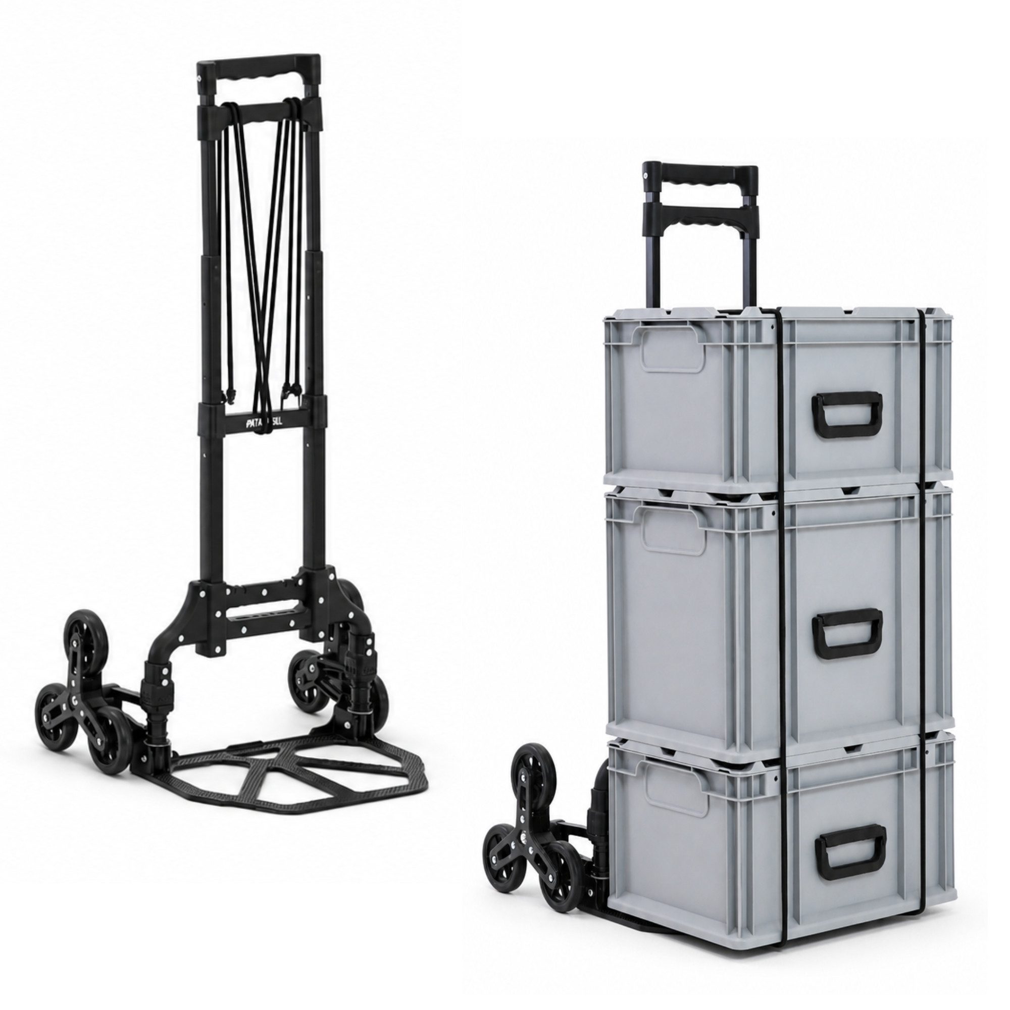 PROREGAL® Sackkarre ELEPHANT mit Profi-Alu-Rahmen klappbar ergonomisch Vollgummibereifung, Klappbare Sackkarre Transportkarre Staplerkarre hohe Traglast