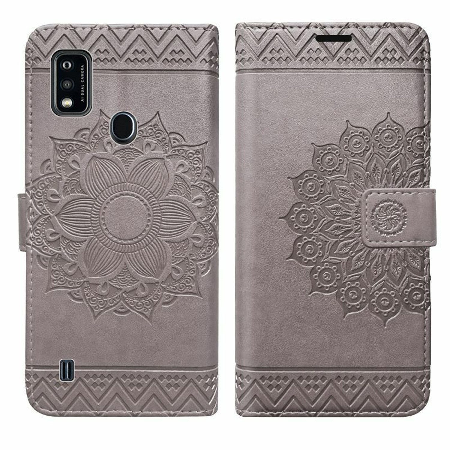 betterfon Handyhülle Handytasche für ZTE Blade A51 Klapphülle Grau, Wallet Case mit Kartenfächern Magnetverschluss und weicher Innenhülle