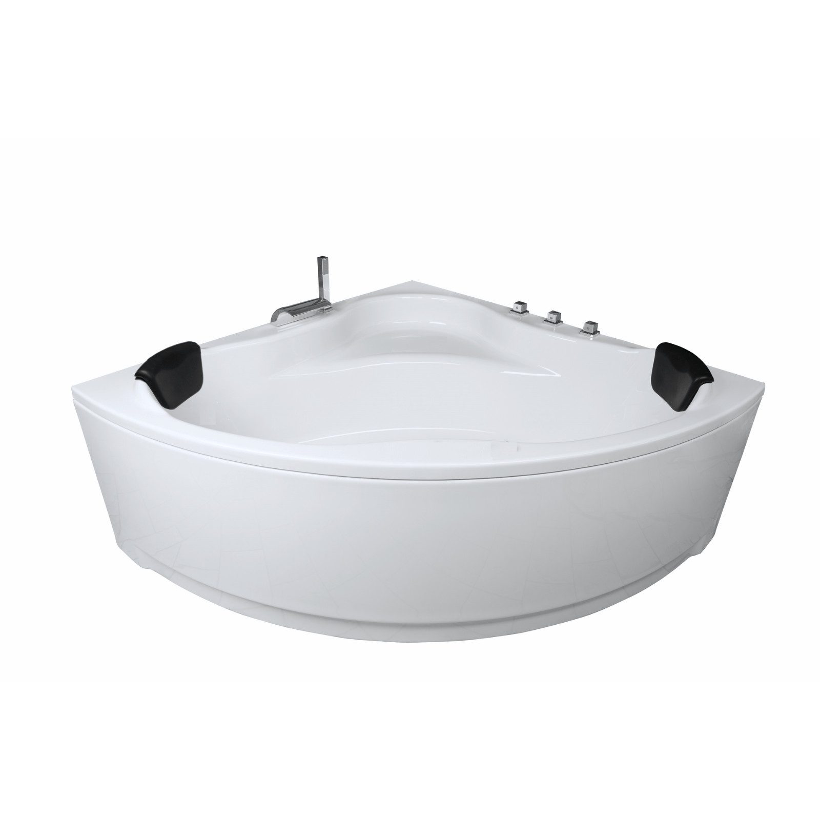 Caribia Eckwanne RIO 130x130 Wasserfall Armaturset, 2x Kopfkissen GRATIS