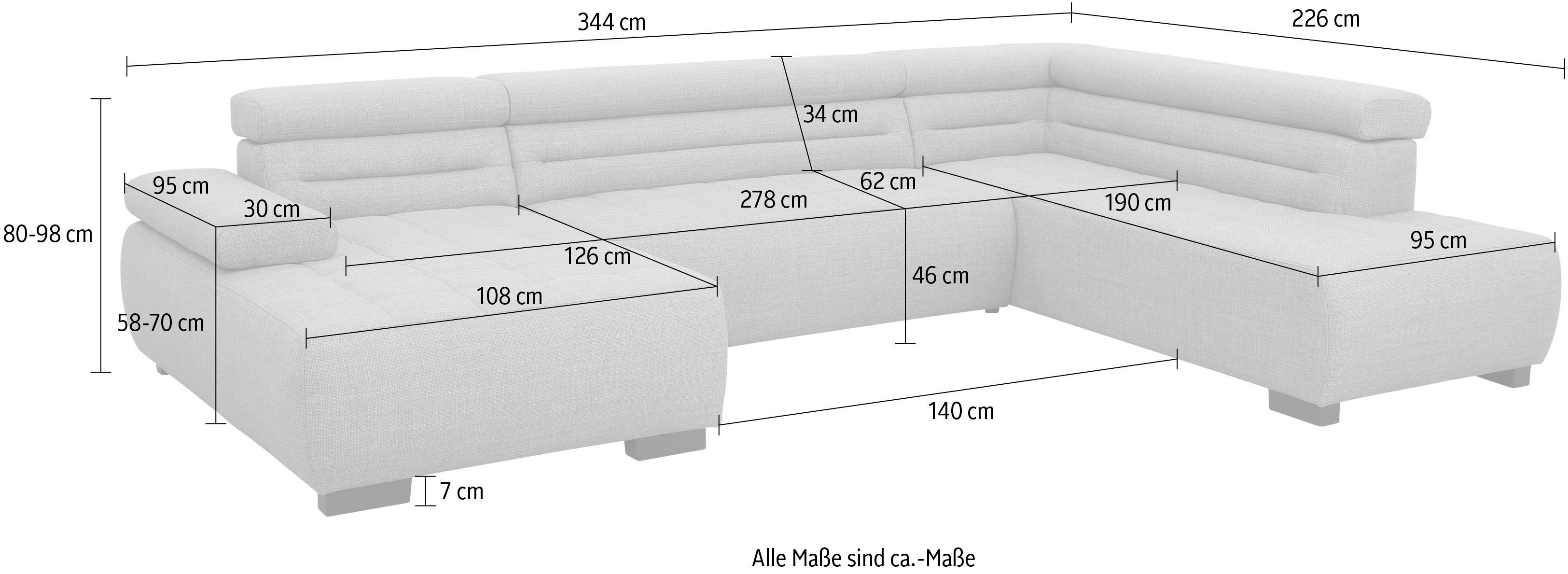 und Home Wohnlandschaft Thunder, Mit Kopfteilverstellung Arm- affaire