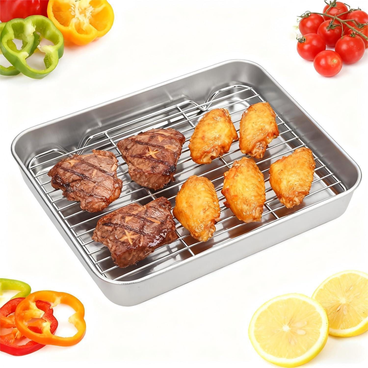LuxusKollektion Grillpfanne Ofenform mit Rost Edelstahl Bratpfanne