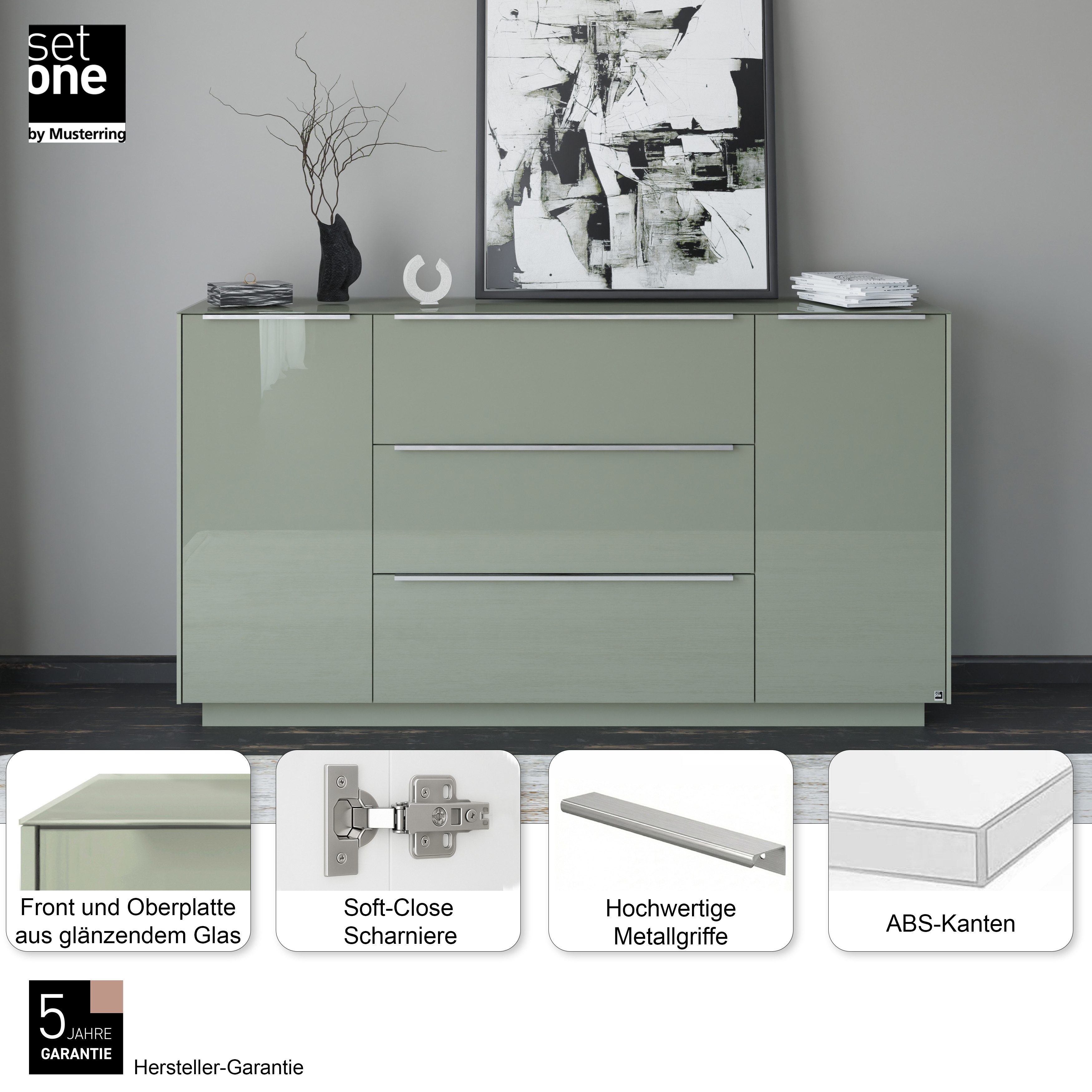 set one by Musterring Sideboard Reno (1 St), Mit Sockel in diversen Farben, 102 cm Höhe & Farbauswahl