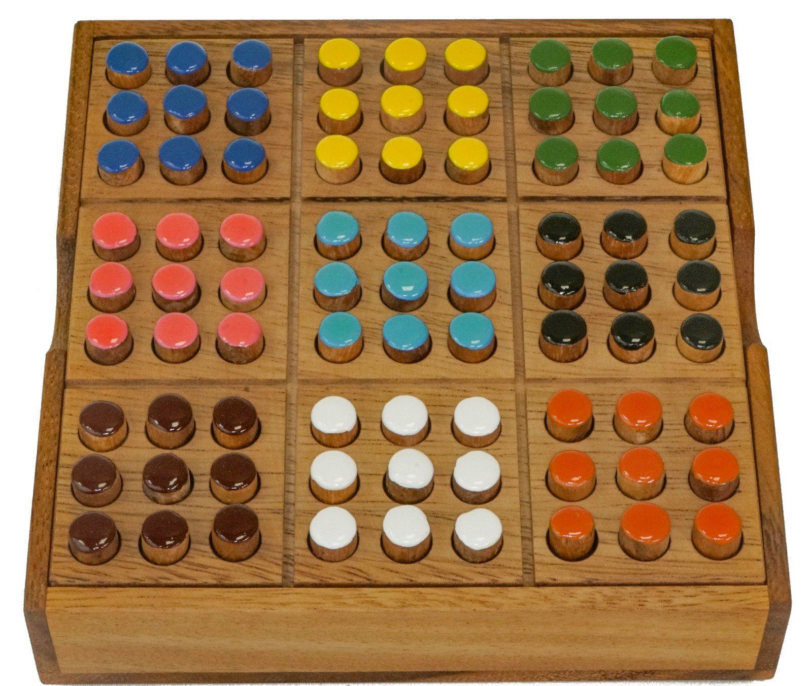 LOGOPLAY Spiel Memoria, Gesellschaftsspiel, Memoria – Gedächtnisspiel mit 81 Steckern aus Holz für 2 – 6 Spieler