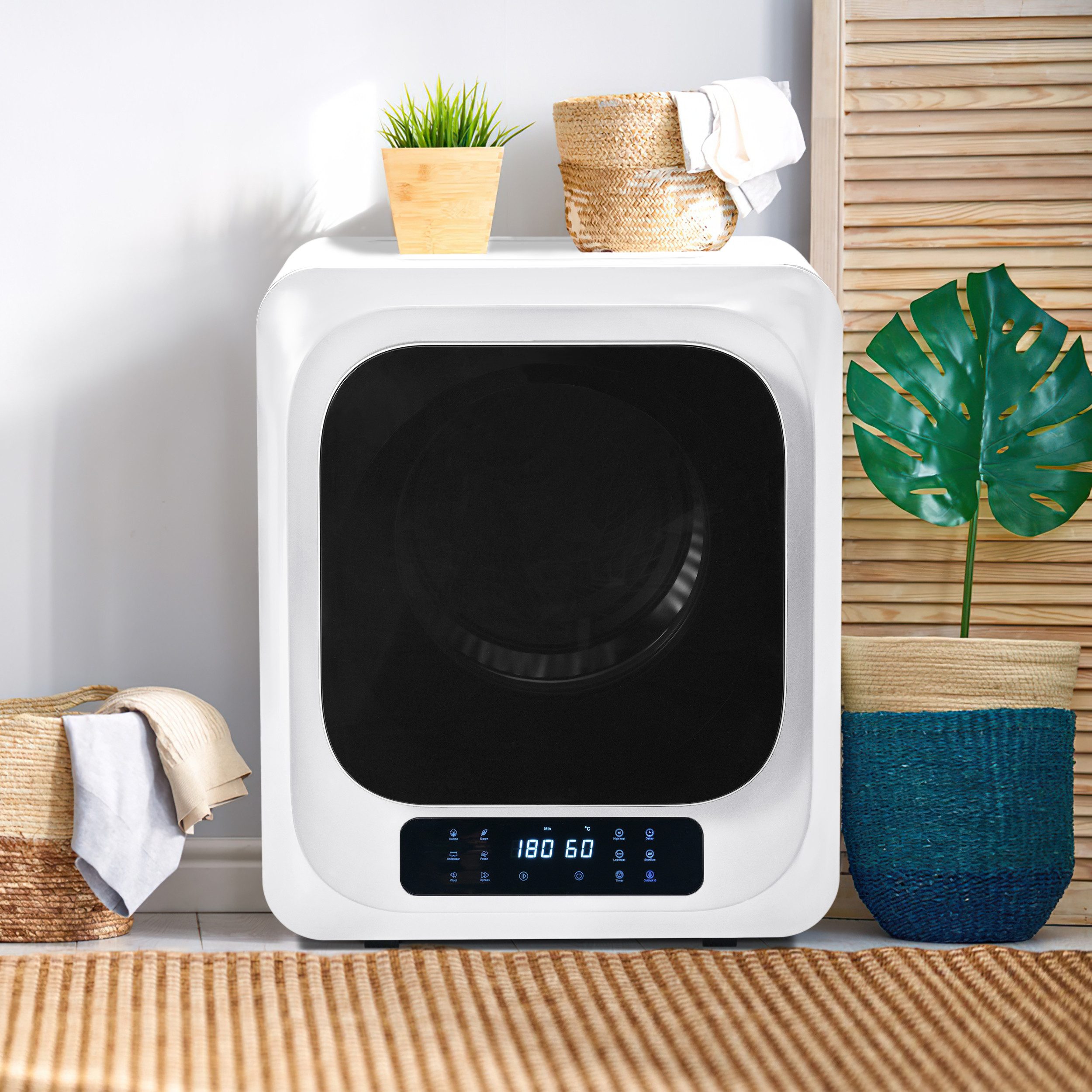 WHEELYOU Ablufttrockner Abgastrockner Edelstahl, 3kg (bis 4kg), 850W, 6 Programme, Wandmontage, Komfortabler Wäschetrockner, Überhitzungsschutz, UV-Desinfektion