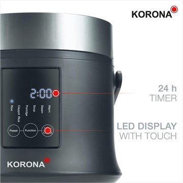 KORONA Reiskocher 58011, digital, Dampfgarer, Warmhaltefunktion, LED Display, Touch