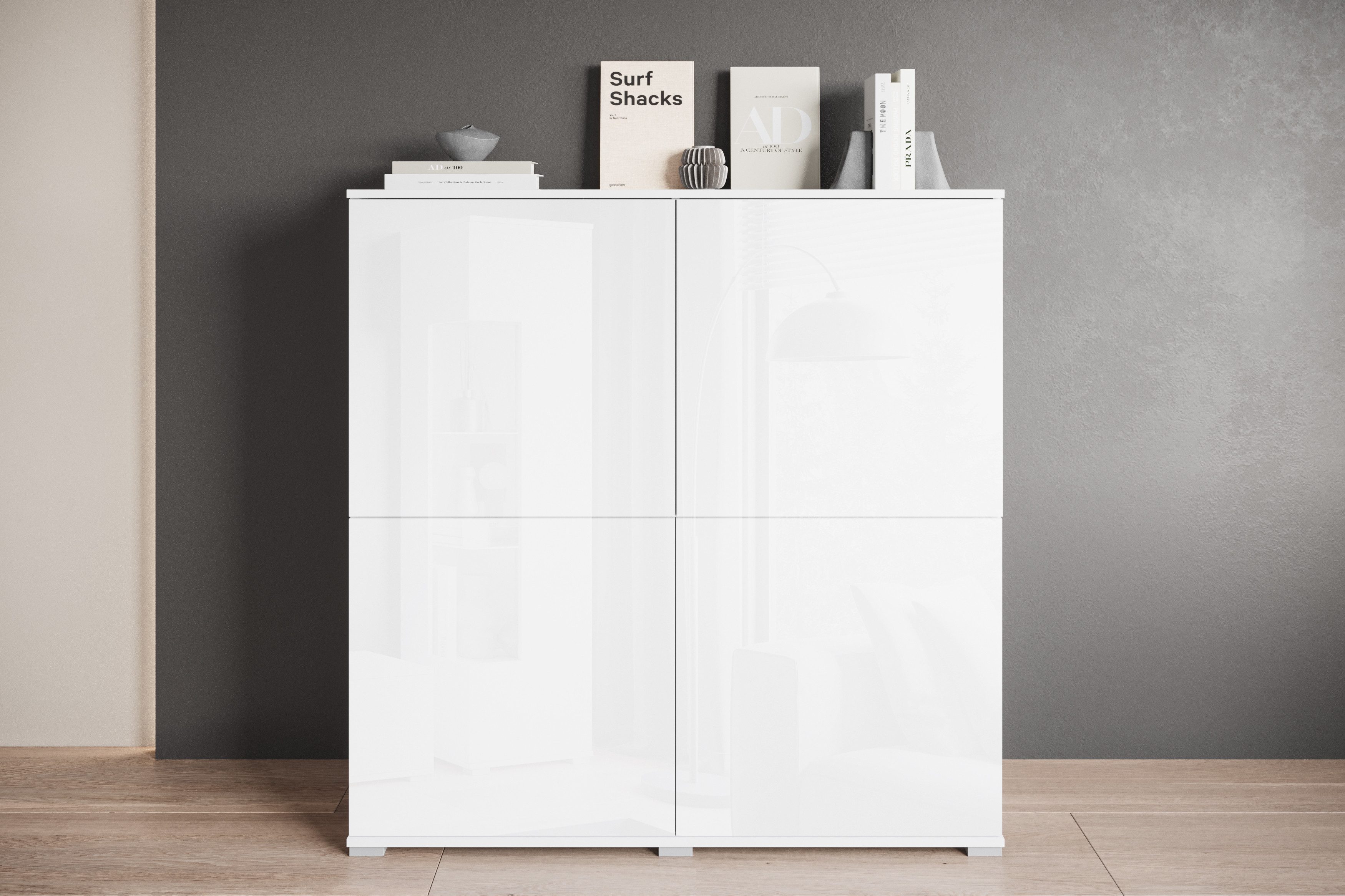 INOSIGN Highboard Kenia, moderne grifflose Hochkommode mit 4 Türen, Breite günstig online kaufen