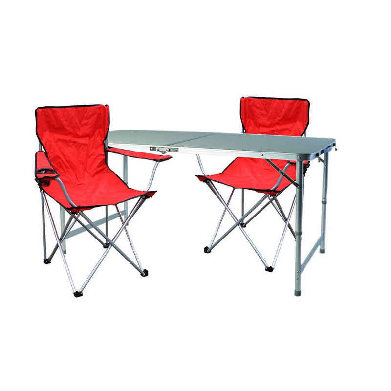 Mojawo Essgruppe 3-teiliges Campingmöbel Set Rot 2x Stuhl inkl. Tasche + 1x XXL Tisch