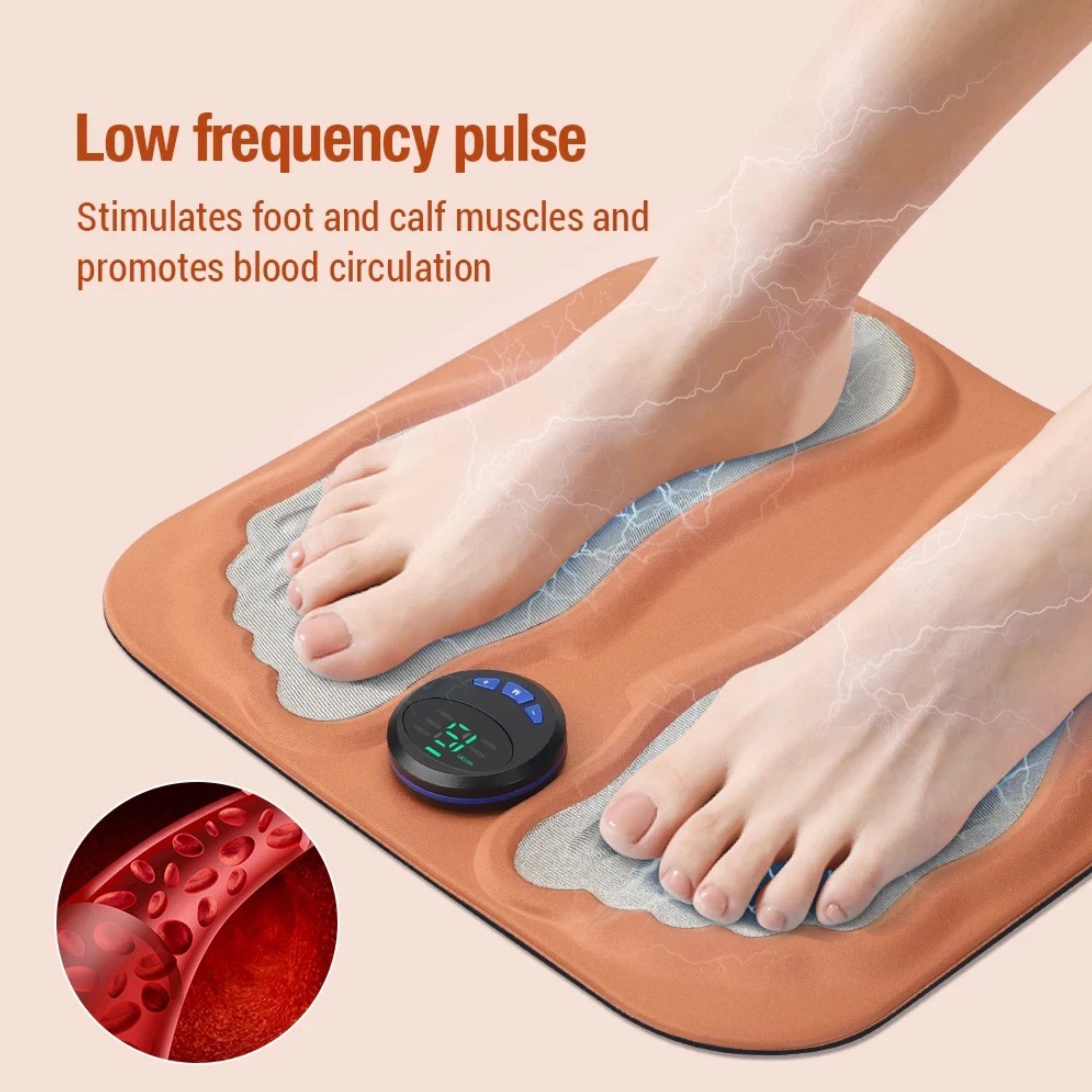 Lalano`S Cosmetics Fußmassagegerät 3D Fußmassagematte, EMS, für Durchblutung, Muskelschmerzlinderung, Venentrainer, Massage durch niederfrequente Impulse
