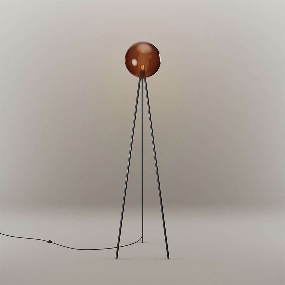 s.luce Stehlampe Dreibein Orb Tripod 160cm mit Glaskugel Braun