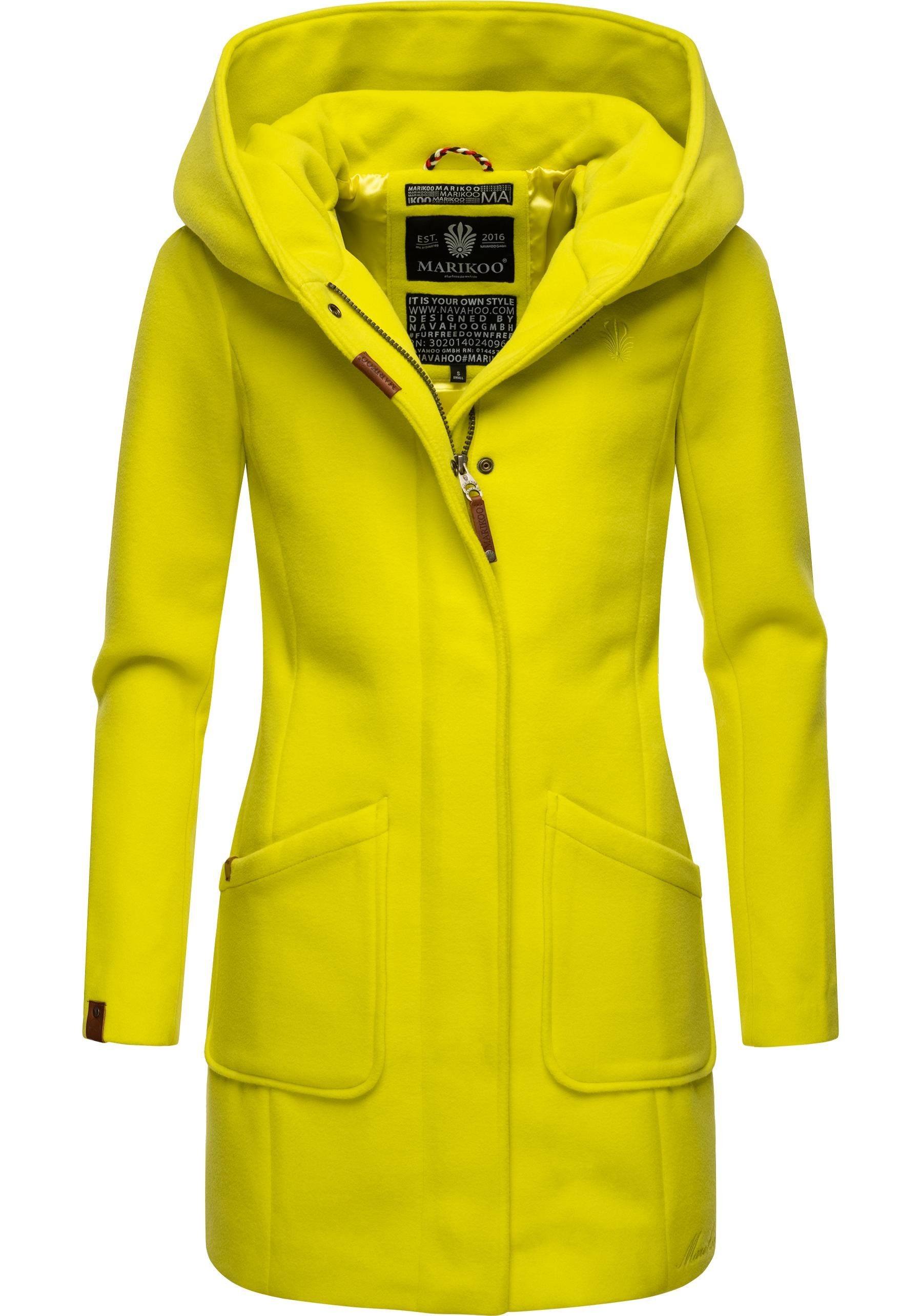 Marikoo Wintermantel Maikoo hochwertiger Mantel mit großer Kapuze lime | Mäntel