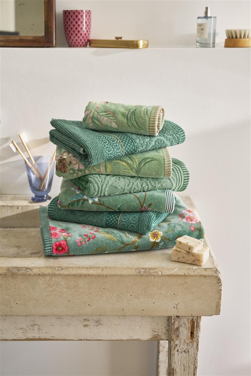 PiP Studio Handtuch Secret Garden Handtuch green 55x100cm (1 Stück), 100% Baumwolle (320897)