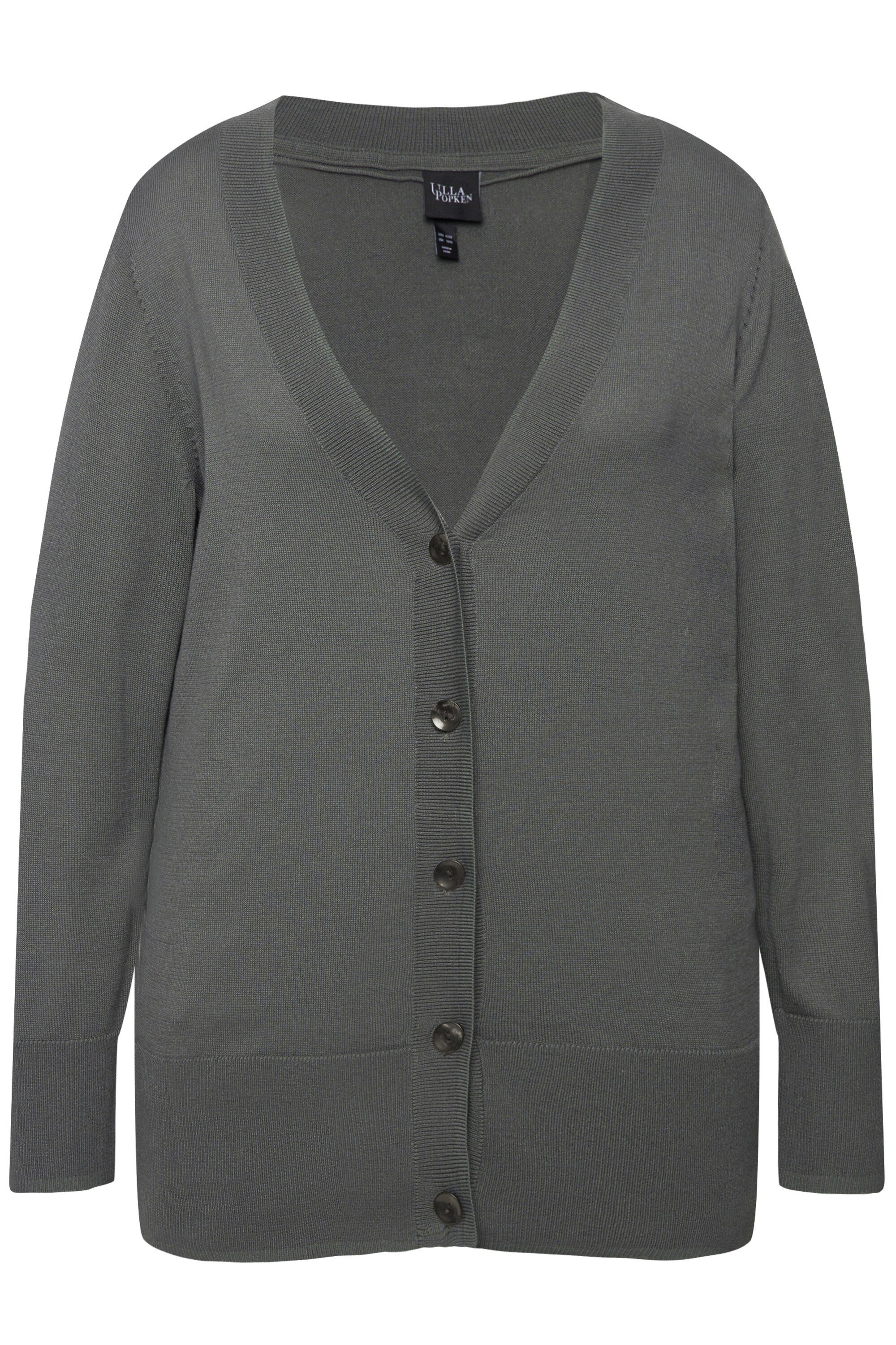 Ulla Popken Strickjacke Strickjacke V-Ausschnitt Knopfleiste Feinstrick günstig online kaufen