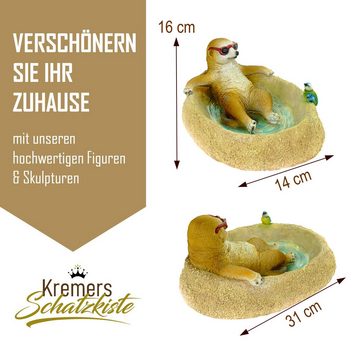 Kremers Schatzkiste Gartenfigur Kremers Schatzkiste Erdmännchen Eddy Vogeltränke Gartenfigur 31cm Deko