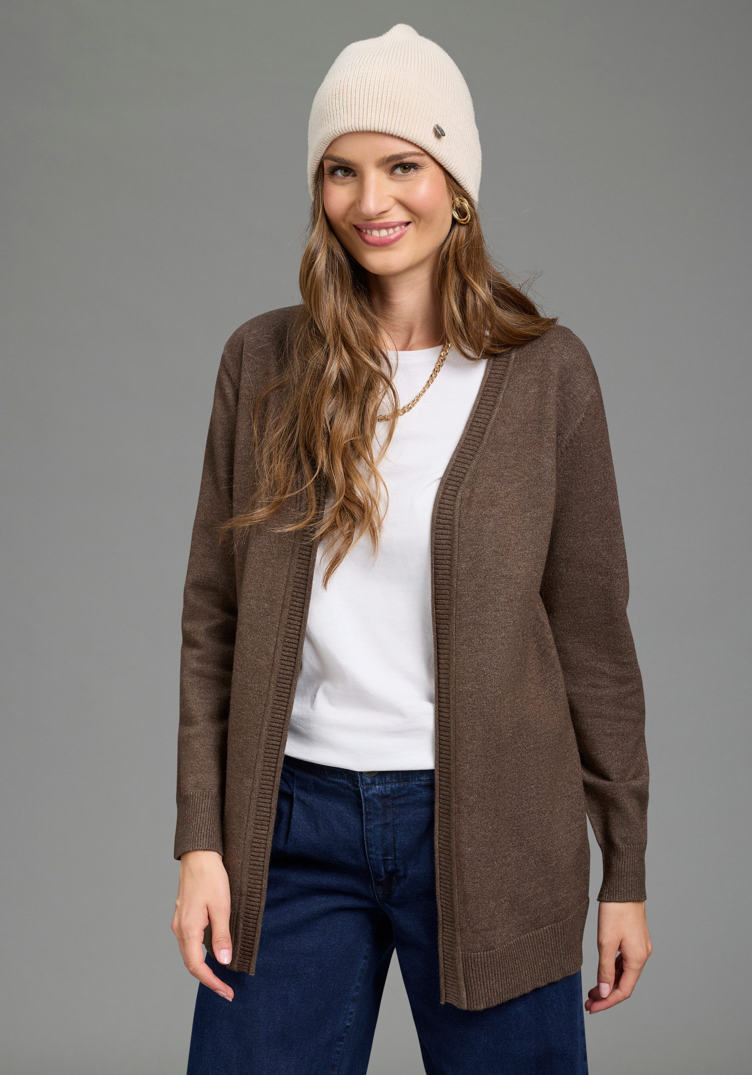 Laura Scott Strickjacke mit figurumspielender Passform mit Struktur-Details, aus weicher Viskosemischung
