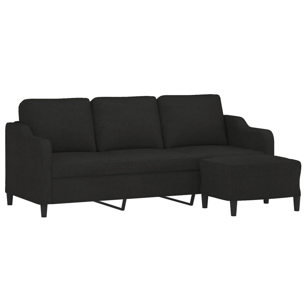 vidaXL Sofa 3-Sitzer-Sofa mit Hocker Schwarz günstig online kaufen