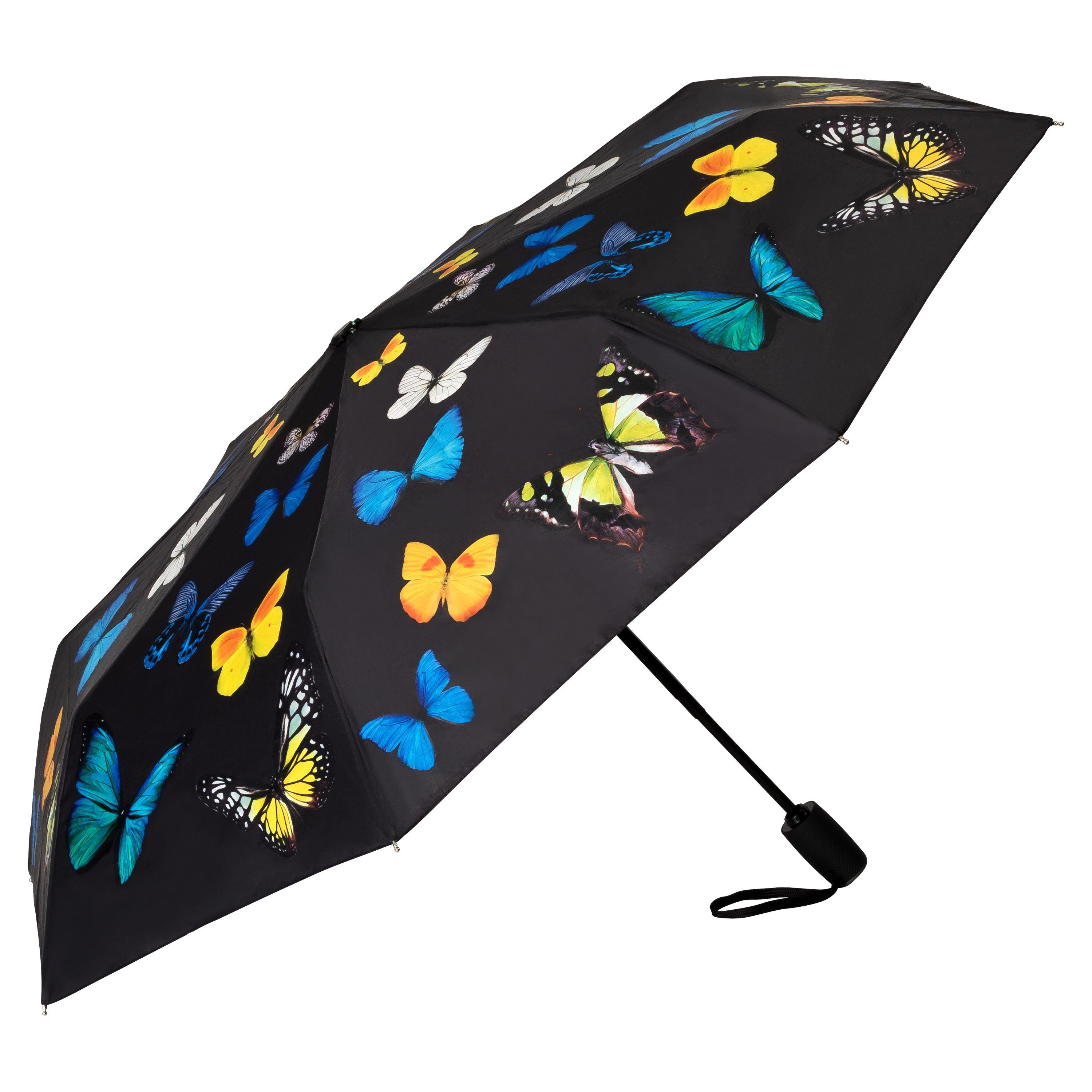 Taschenregenschirm Tiermotiv Butterfly, Leicht Lilienfeld Motivschirm von Stabil Schmetterlingstanz