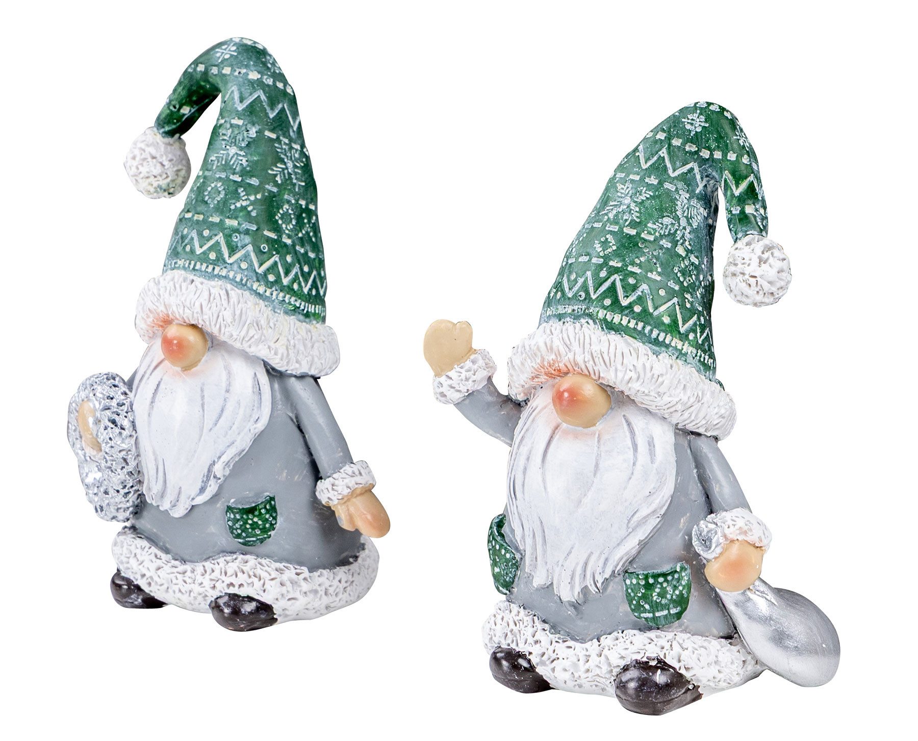 Levandeo® Weihnachtsfigur, 2er Set Wichtel Deko Figuren Kunstharz Grün Grau Zwerg