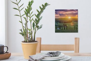 OneMillionCanvasses® Leinwandbild Italien - Sonnenuntergang - Toskana, (1 St), Leinwand Bilder für Wohnzimmer Schlafzimmer