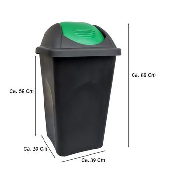 Stefanplast Biomülleimer Mülleimer mit Schwingdeckel, grün, Müllsortierer Abfallbehälter Papierkorb Schwingeimer Behälter
