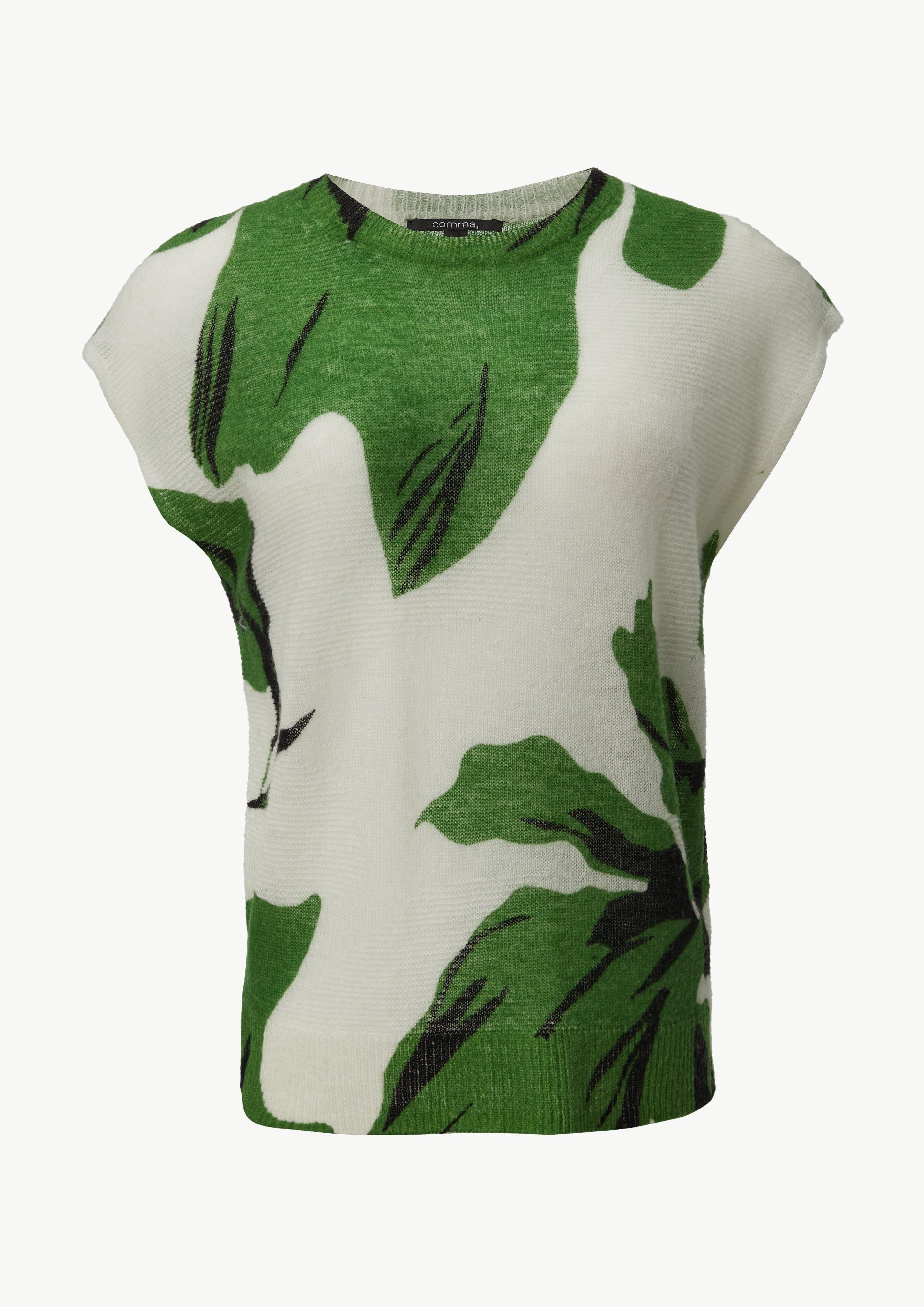 Kurzarmshirt Strickpullunder mit All-over-Print
