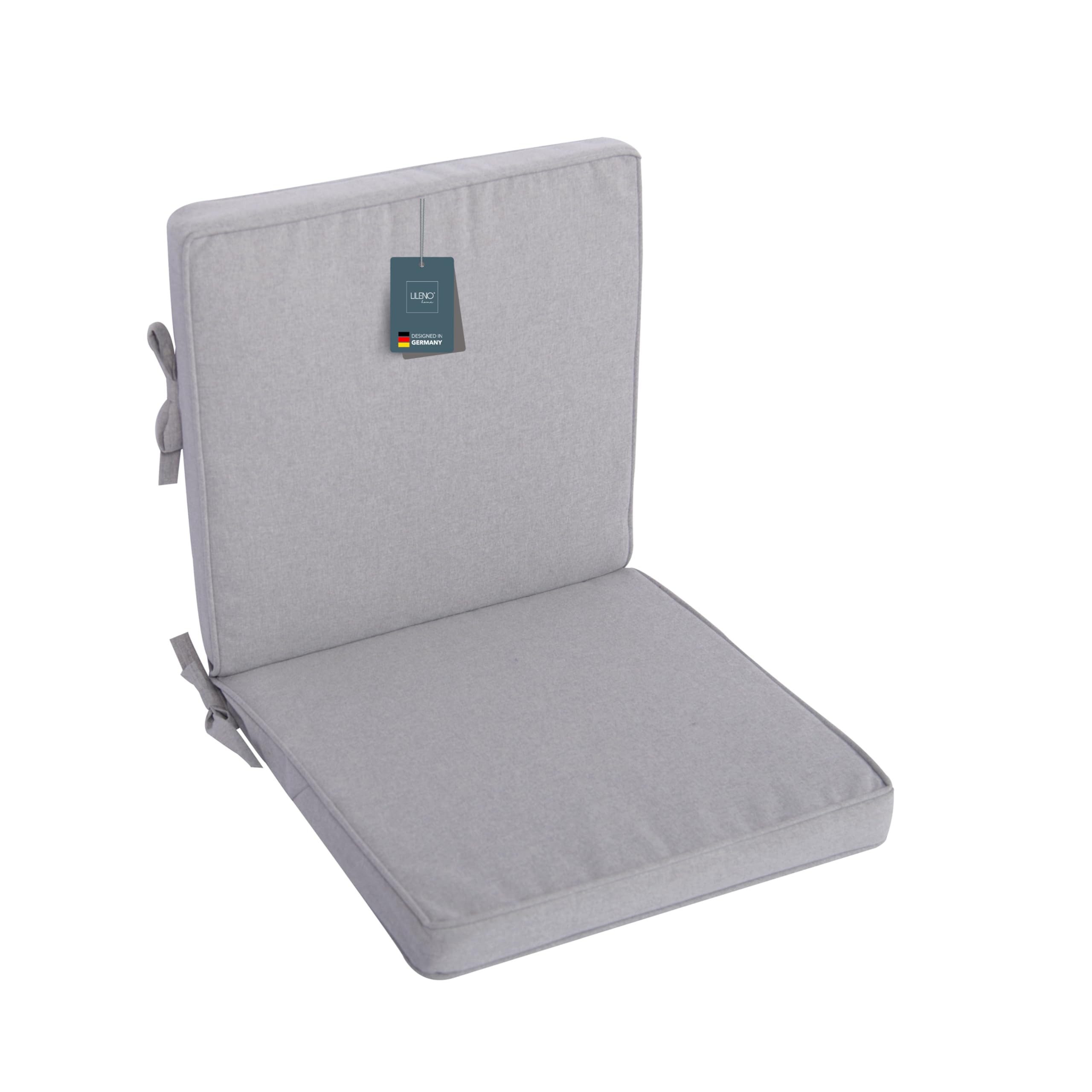 LILENO HOME Polsterauflage Niedriglehner, bequeme Sitzauflage für Gartenmöbel, Stuhlkissen, (1er Set), Gartenstuhl Auflage in Silber, Sitzpolster waschbar