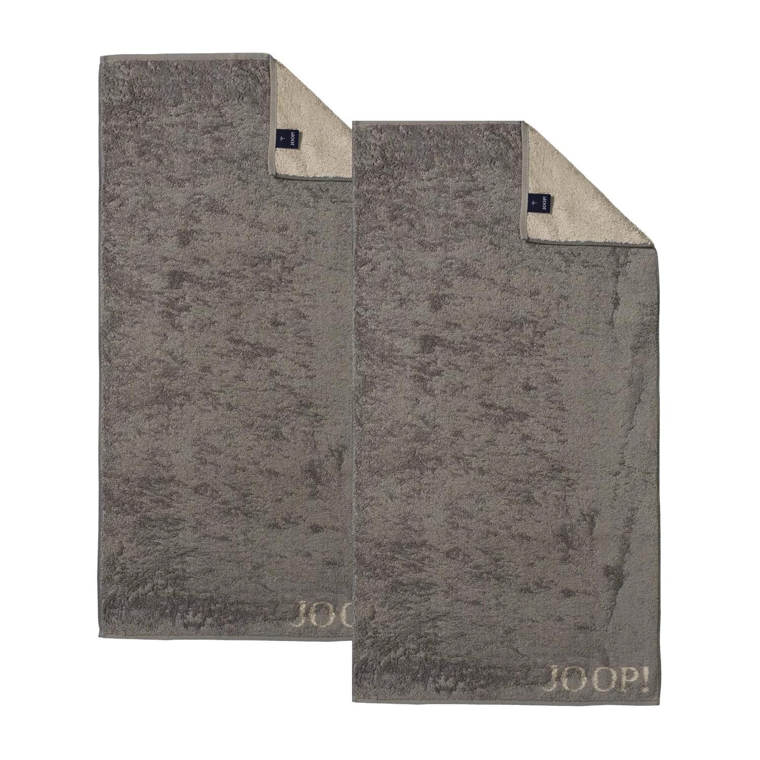 JOOP! Handtuch 2 Stück Joop! Handtuch Classic Graphit Taupe 1600-70 50x100, Walkfrottier, 100% Baumwolle