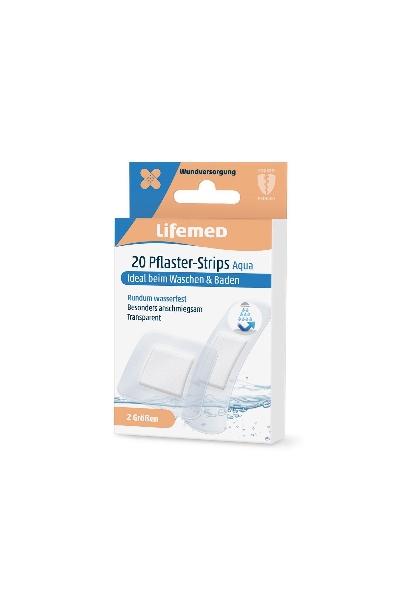 LifeMed Wundpflaster 20 Lifemed Pflaster-Strips transparent Aqua 2 Größen