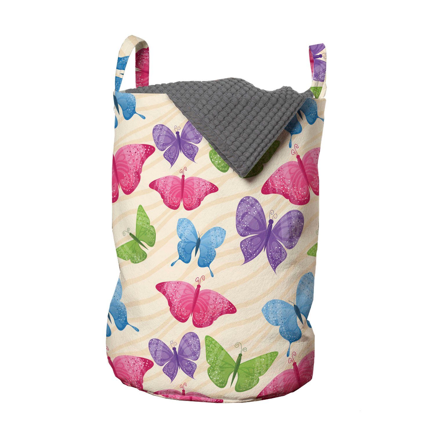 Wäschesäckchen mit für Kordelzugverschluss Wäschekorb Kids Abakuhaus Waschsalons, Schmetterlinge Griffen Bunte
