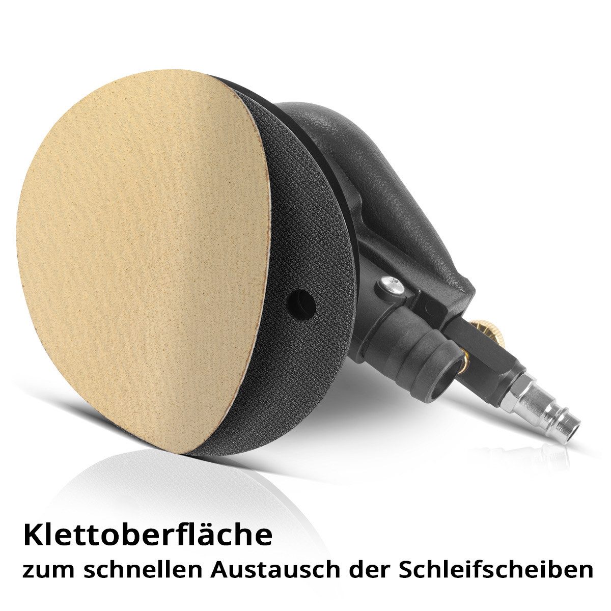 STAHLWERK Druckluft-Exzenterschleifer Druckluft Exzenterschleifer DES-125 ST Druckluftschleifer 125mm, max. 11000 U/min, 11000 U/min, (4 tlg), zum Polieren und Schleifen von Metall, Kunststoff und Holz