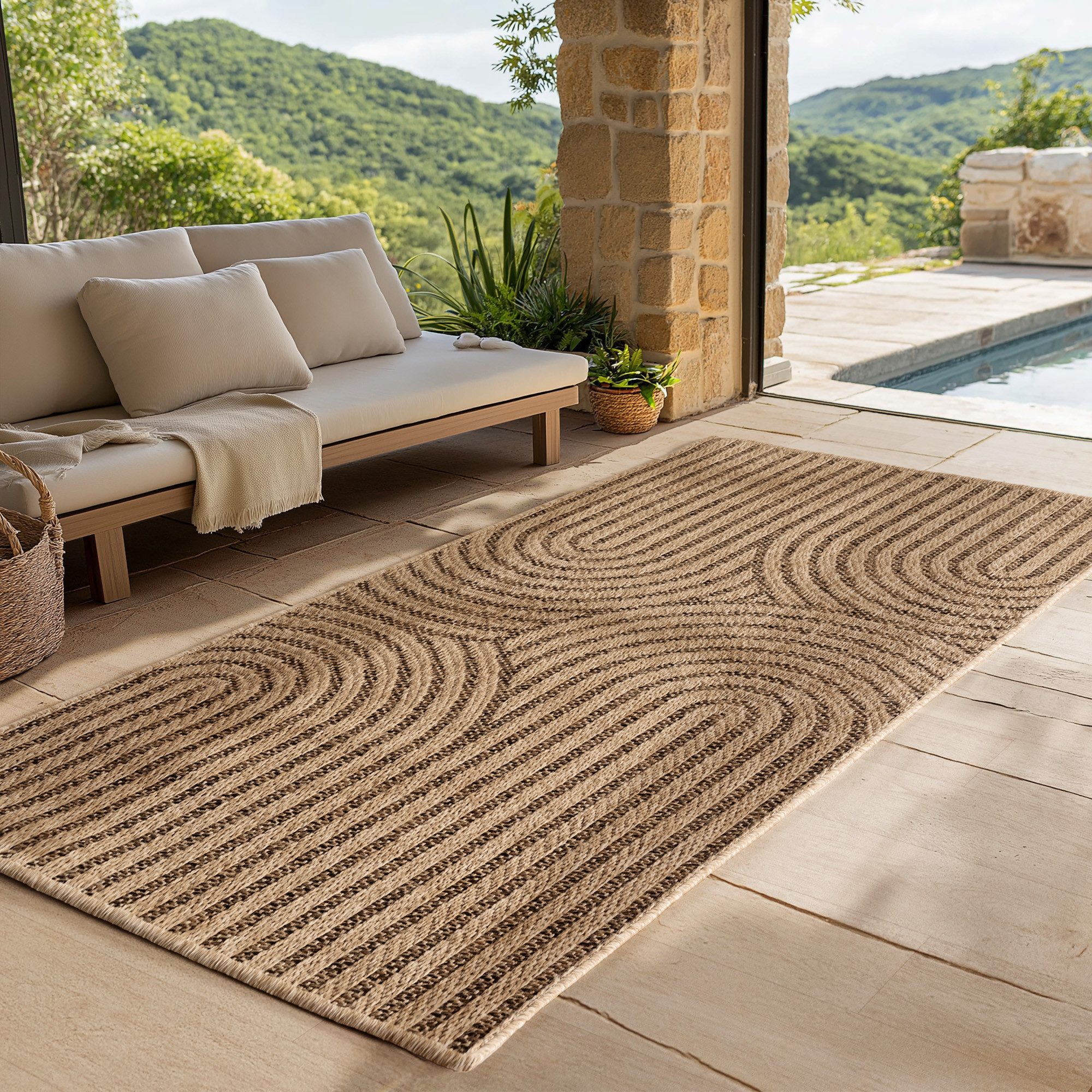 SIMPEX24 Outdoorteppich Boho Design, Läufer, Höhe: 5 mm, Outdoor Teppich Wetterfest Modern Wohnzimmer Küchen Terrasse Balkon