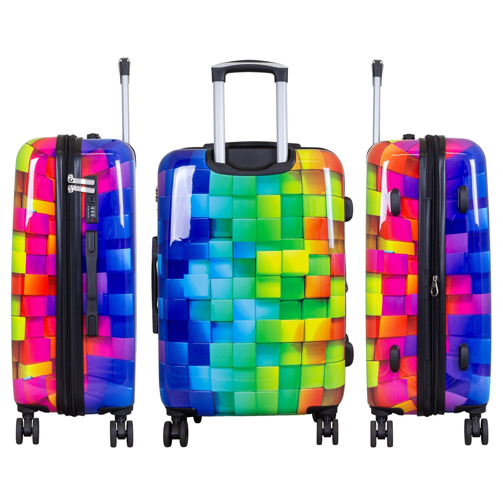 Trendyshop365 Hartschalen-Trolley Motivkoffer Mosaik mit mehrfarbigem 3D Dr günstig online kaufen