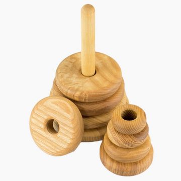 Lotes Toys Stapelspielzeug Stapelturm aus Eschenholz - Ringe 18,5cm, (10-tlg), in einer kleinen Spielzeugmanufaktur von Hand gefertigt