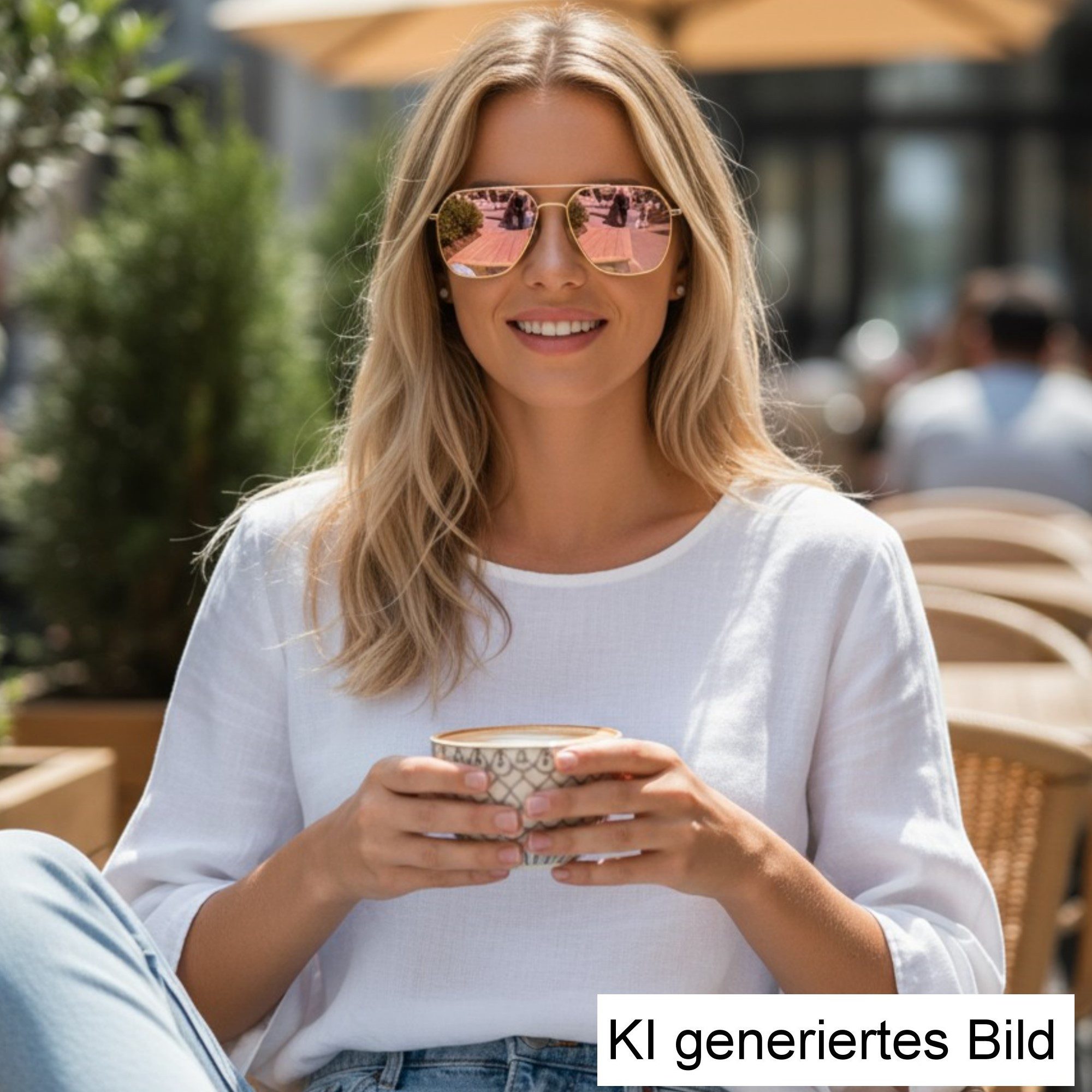 Rennec Sonnenbrille Damen Pilotenbrille Groß Oversize Gläser Rosa Verspiegelt Oversize Brille Gold farbend, Flachglas, Festivalbrille